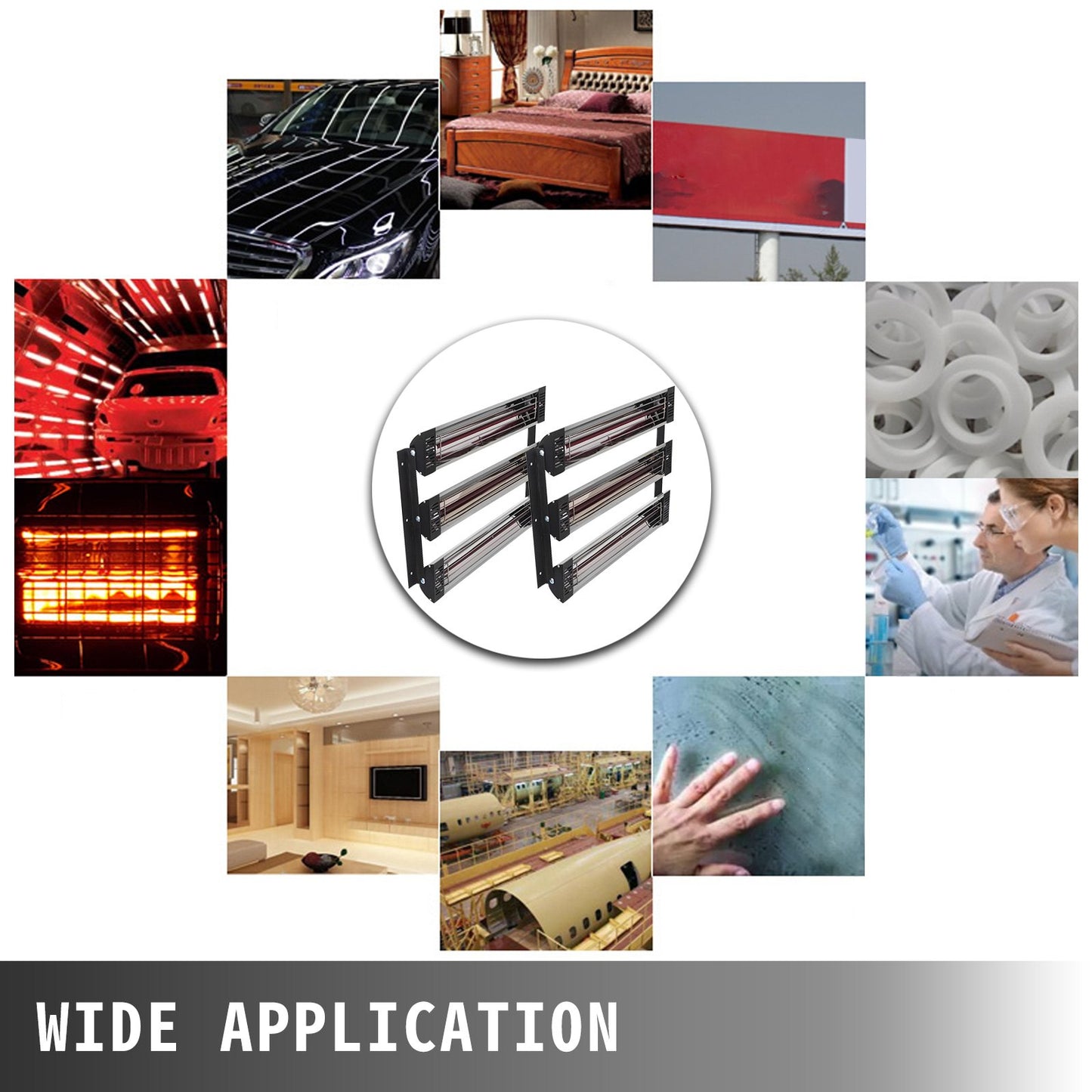 Infrarot-Heiz-Sprühkabinenlampe zum Lackieren, 2 set, 3000 W