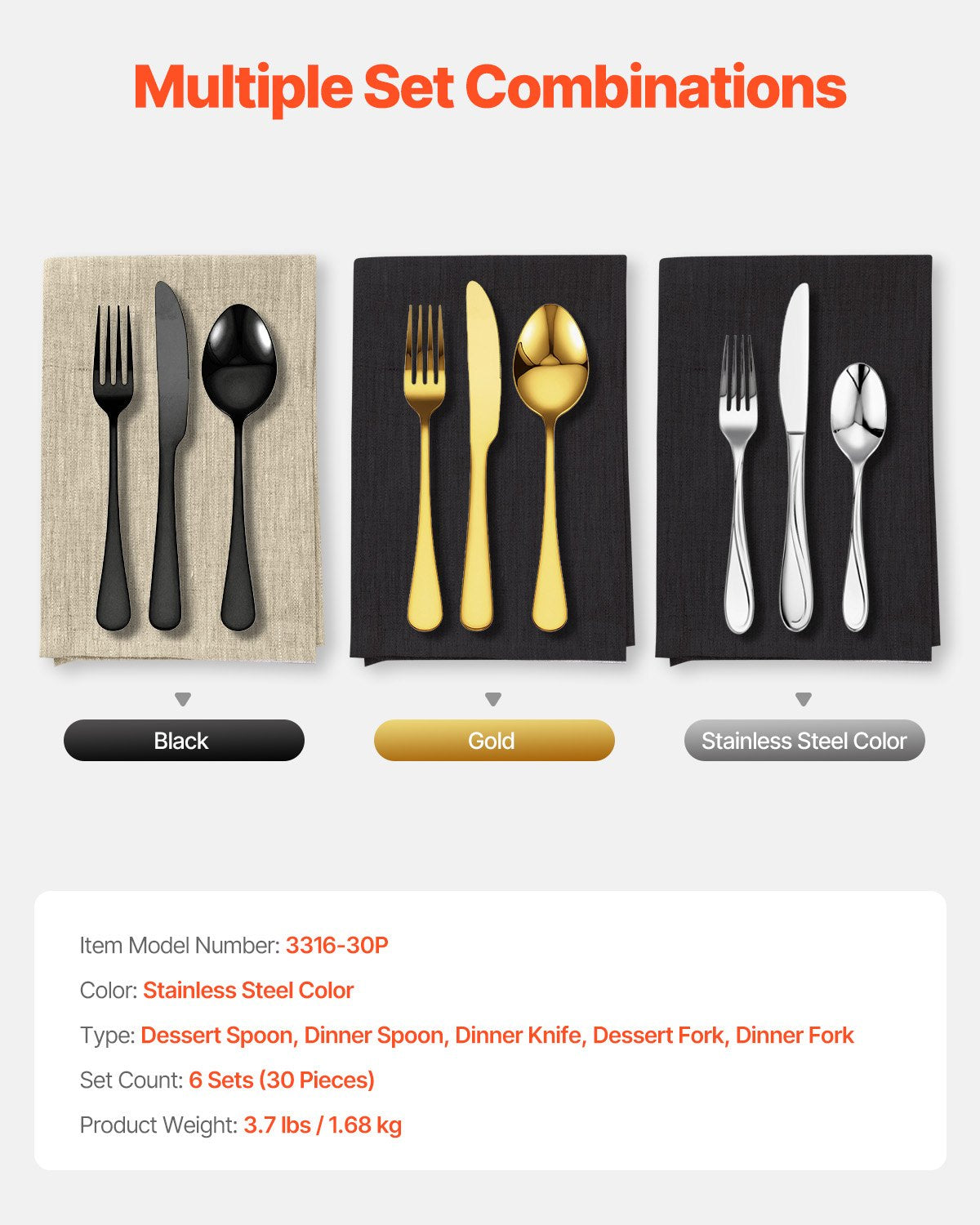 30-Piece Silverware Set, Food-Grade Stainless Steel Flatware Utensils, Mirror Finished Cutlery Set, Dishwasher Safe Eating Tableware for Kitchen Home, Service for 6, Include Knife Fork Spoon