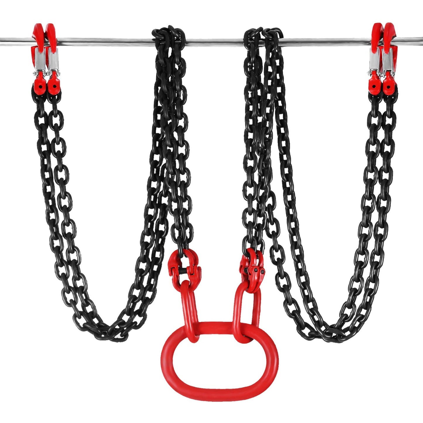 10ft Lifting Chain Sling, 5/16 inch Hanging Lift Chain, 11000lbs Capacity G80 Alloy Steel Engine Chain Hoist Lifts Heavyy Duty 5 Ton with 4 Leg Grab Hooks and Adjuster