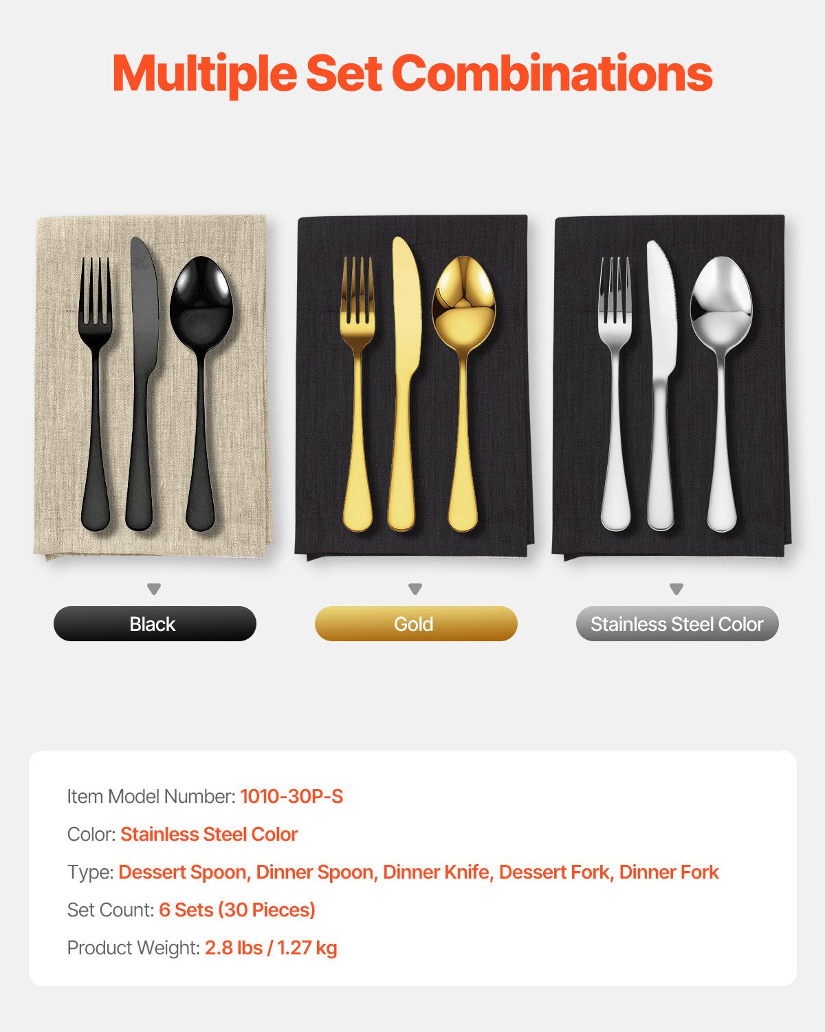 30-Piece Silverware Set, Food-Grade Stainless Steel Flatware Utensils, Mirror Finished Cutlery Set, Dishwasher Safe Eating Tableware for Kitchen Home, Service for 6, Include Knife Fork Spoon