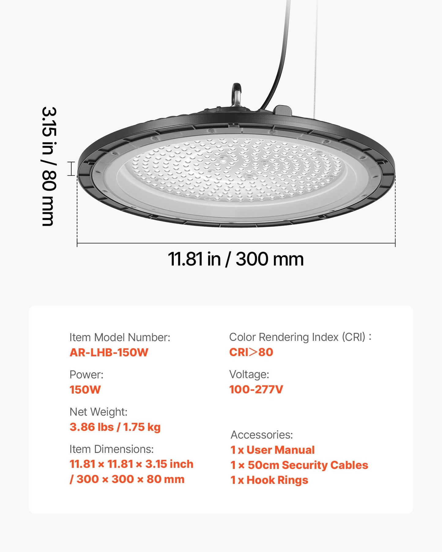 20 Pack LED High Bay Lights, 5000K 150W 21000LM Super Bright UFO LED Warehouse Shop Lights, IP65 Waterproof, 100-277V Wide Voltage for Warehouse Workshop Factory Gym Garage Barn, Black