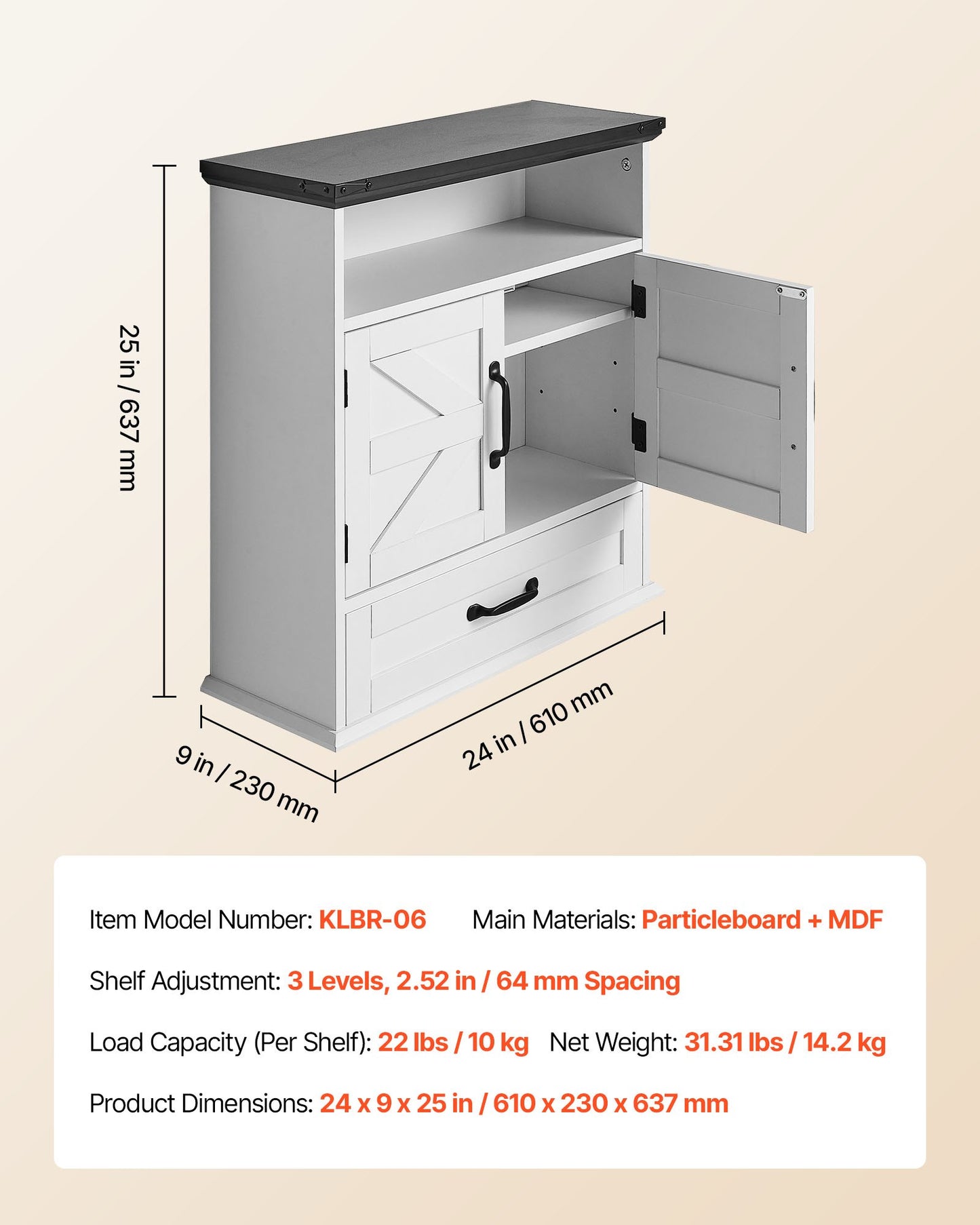 Badrumsskåp med 2 dörrar och justerbar hylla, förvaring över toaletten, väggmonterat medicinskåp, hängande organisatör med låda och öppen skiljevägg för tvättstuga, kök, toalett, vit
