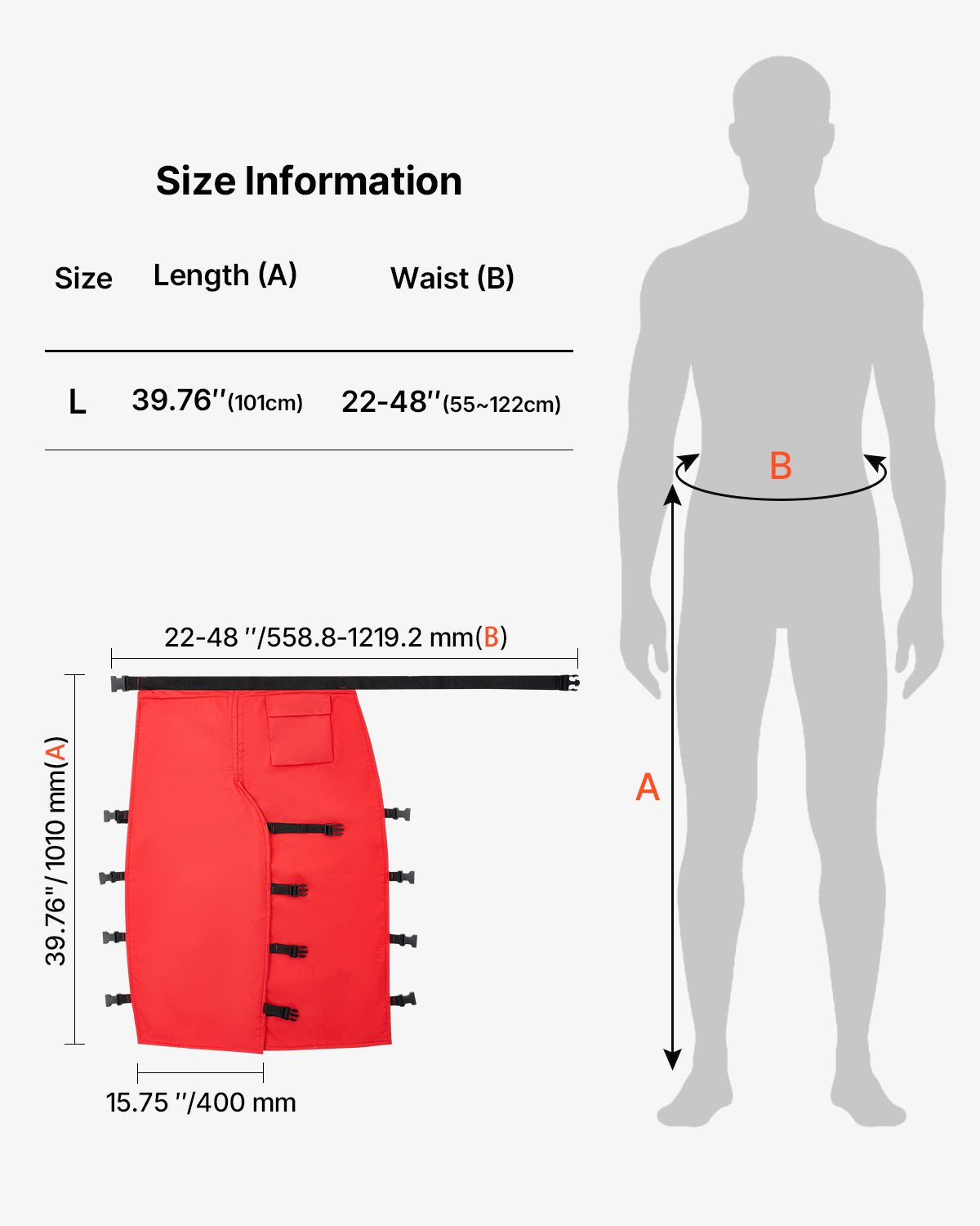 Chainsaw Chaps Wrap, Class B, 8 Layers Wrap Style Chainsaw Pants with Adjustable Belt & Gear Pocket, Chain Saw Chaps for Men/Women, Chainsaw Safety Equipment for Loggers Forest Workers, Large