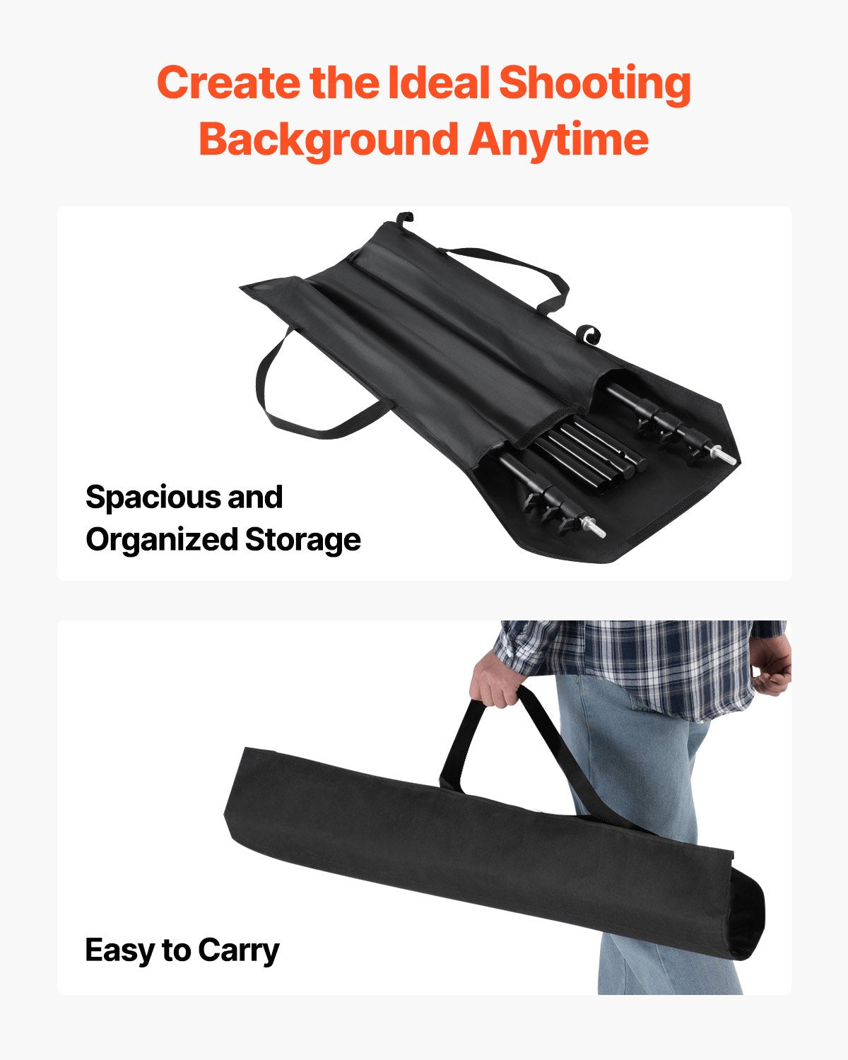 Bakgrundsstativ, justerbart fotobakgrundsstativ för 3 x 3 meter, bärbart bakgrundsstativ med 4 tvärstänger, kraftigt projektordukstativ, för bröllop, fotovideostudio och fest