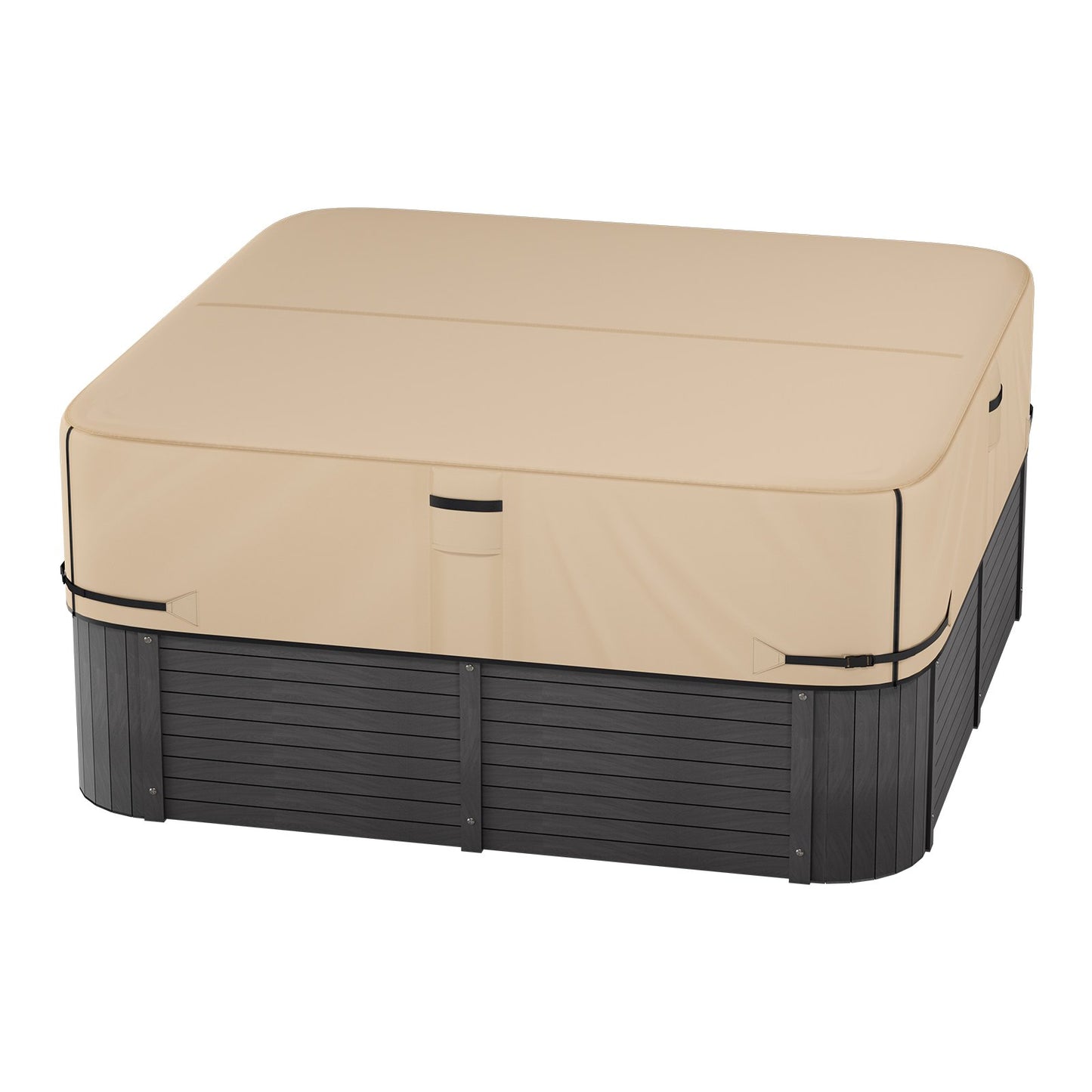 Outdoor Hot Tub Cover, 85x85x20in/2160x2160x508mm Weatherproof & Waterproof Hot Tub Cover Protector, 600D Heavy Duty Oxford Fabric and 950N Tearing Strength, Square Spa Covers for Hottub, Brown