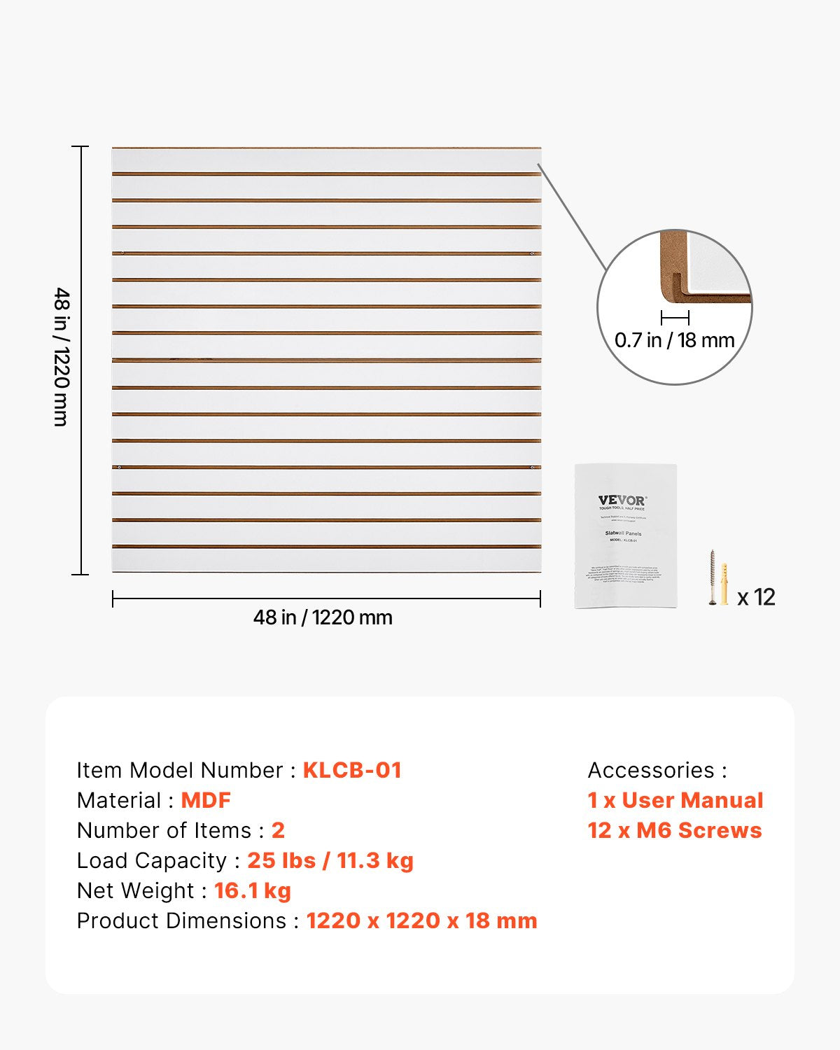 Slat Wall Paneling, 4 x 4 ft, MDF Garage Slatwall with Modular Design, White Slat Wall Easy-to-Install Adjustable Slatwall Panel with Coupling Structure & DIY Cutting, Fits for Storage & Display