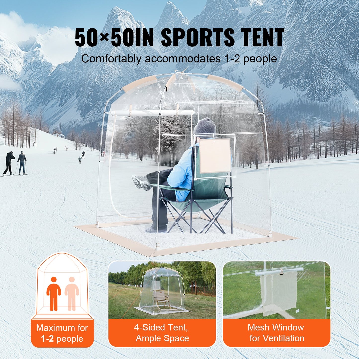 Sports Tent, 1 Person, Instant Tent Shelter Weatherproof Pod, Outdoor Bubble Clear View Tent, Climate Canopy Shelter for Soccer, Football, Softball & Other Sporting Events, Parades, and Fishing