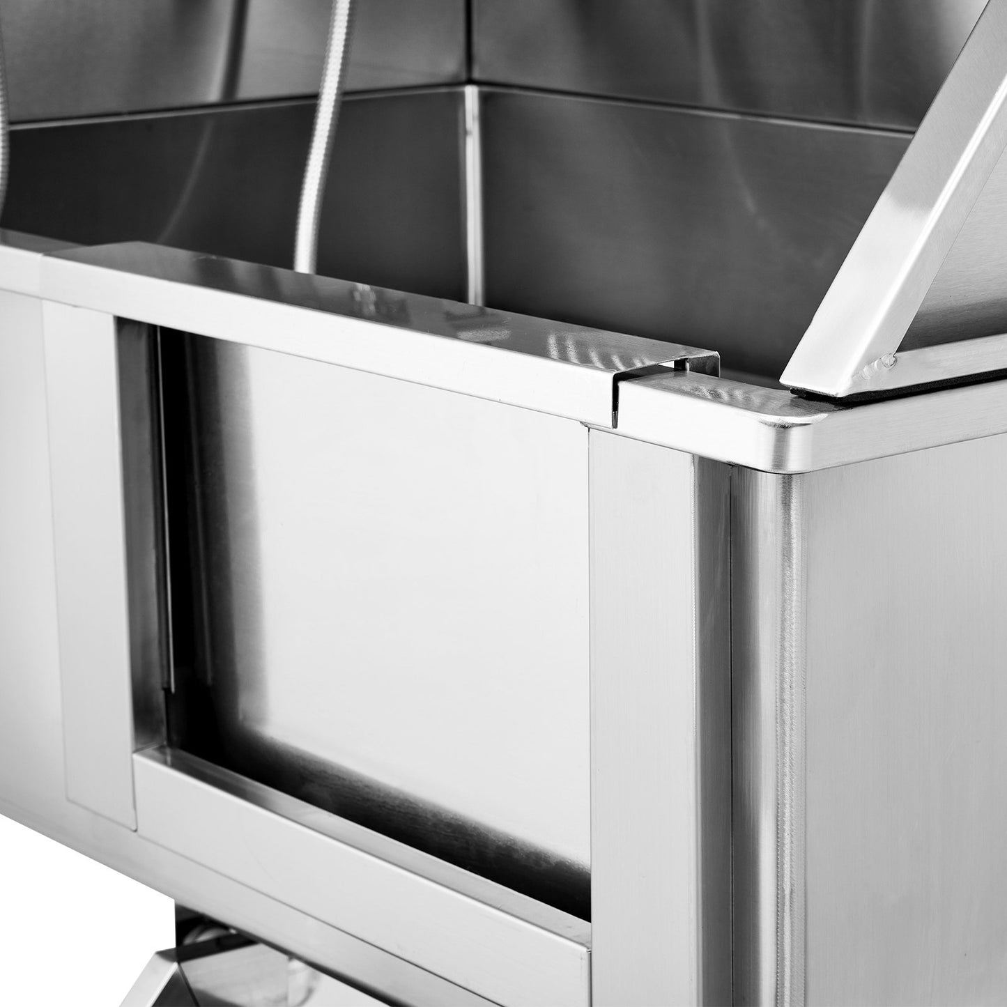 1,57 m badstation för hundar med trappor, professionellt badkar i rostfritt stål för hundar med tvållåda, kran, rikt tillbehör, badkar för stora, medelstora och små husdjur, handfat för hemmet (höger)