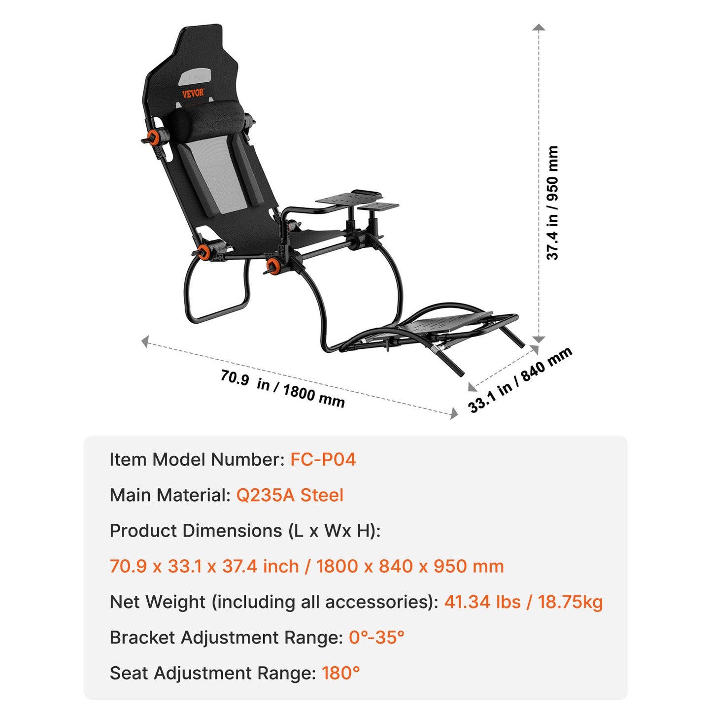 Racing Wheel Stand Foldable For Logitech G923/G920/G29, Steering Wheel Stand & Foot Pedal Angle Adjustable,Portable Steel Driving Simulator Cockpit-Thrustmaster T248P, GT/Formula Mode Large Size