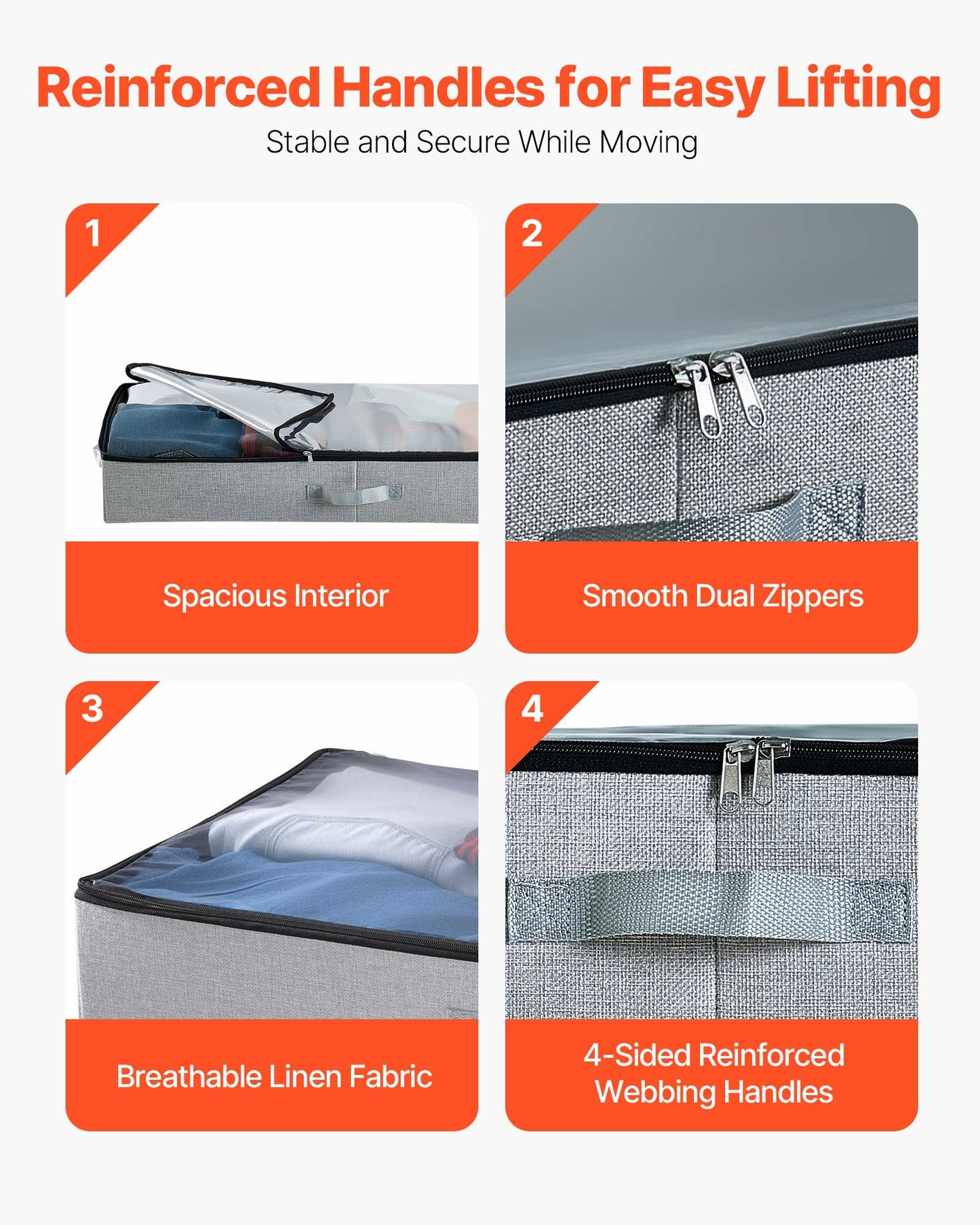 Förvaring under sängen med genomskinliga lock, 850 x 430 x 120 mm, 45 liter stora klädförvaringsbehållare under sängen, lågprofilerade lådor för skoorganisering under sängen, för filtsko i sovrummet, 2-pack