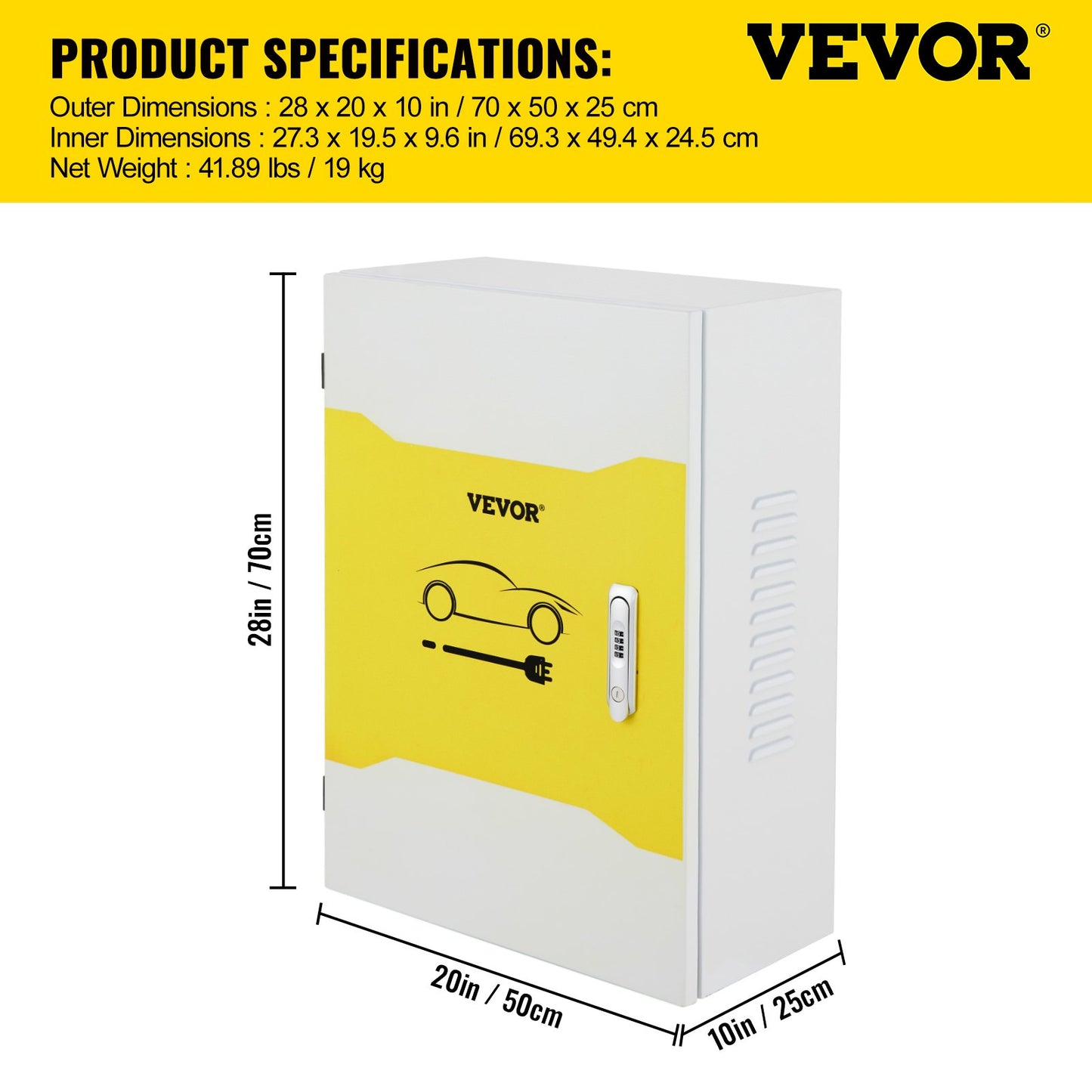 Tesla Charger Station Box, 70x50x25cm, Outdoor Cable Box Charging Box Cable Organizer, IP32 Waterproof Dustproof Cool Roll Steel Electrical Enclosure Box, for Tesla Wall Connector