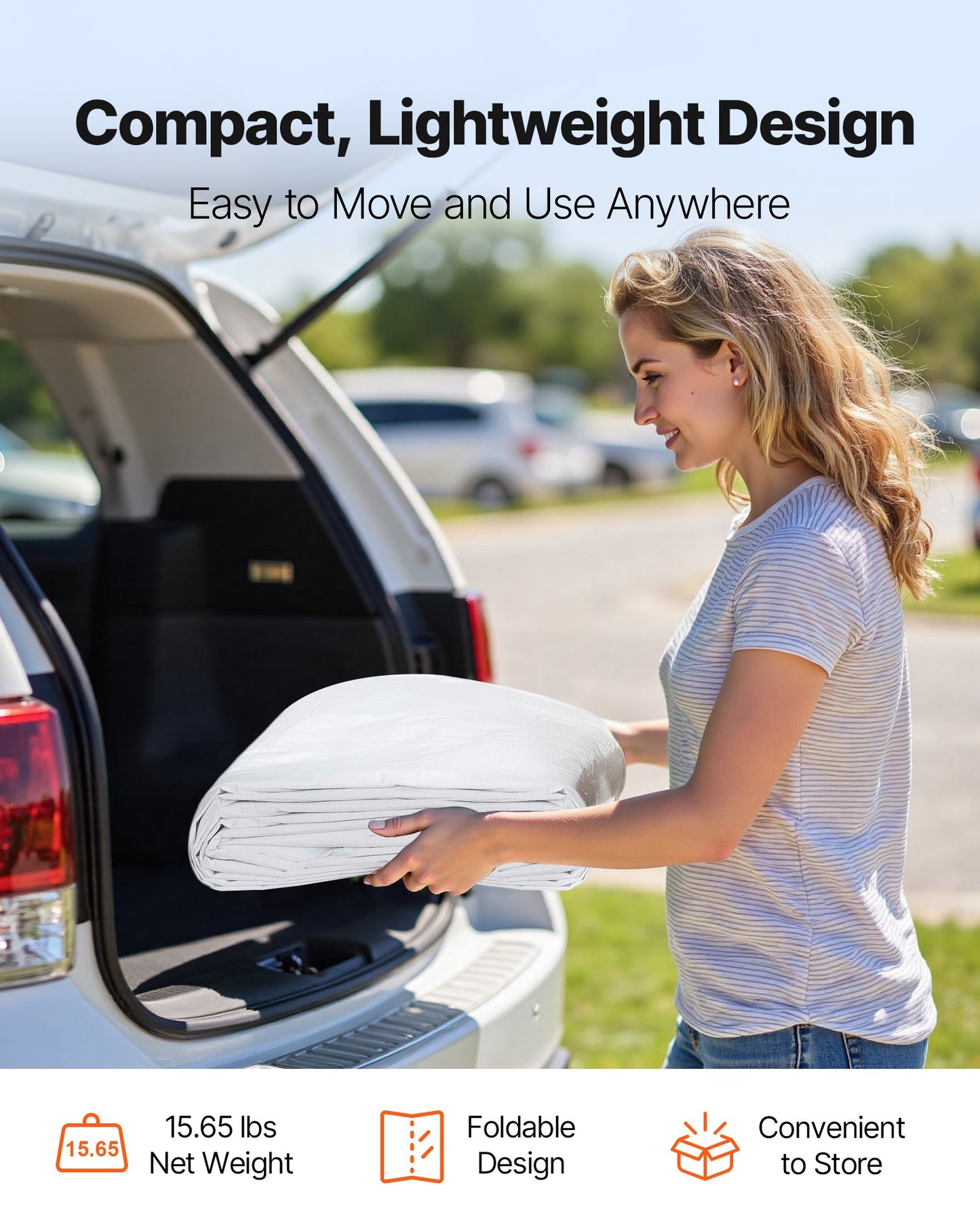 Carportöverdrag, 3,6 x 6 m dricksskyddad presenning för garage, UV-resistent och vattentät bilskyddspresenning, kraftigt bilportsöverdrag med bollvagnar, vit, ram ingår ej