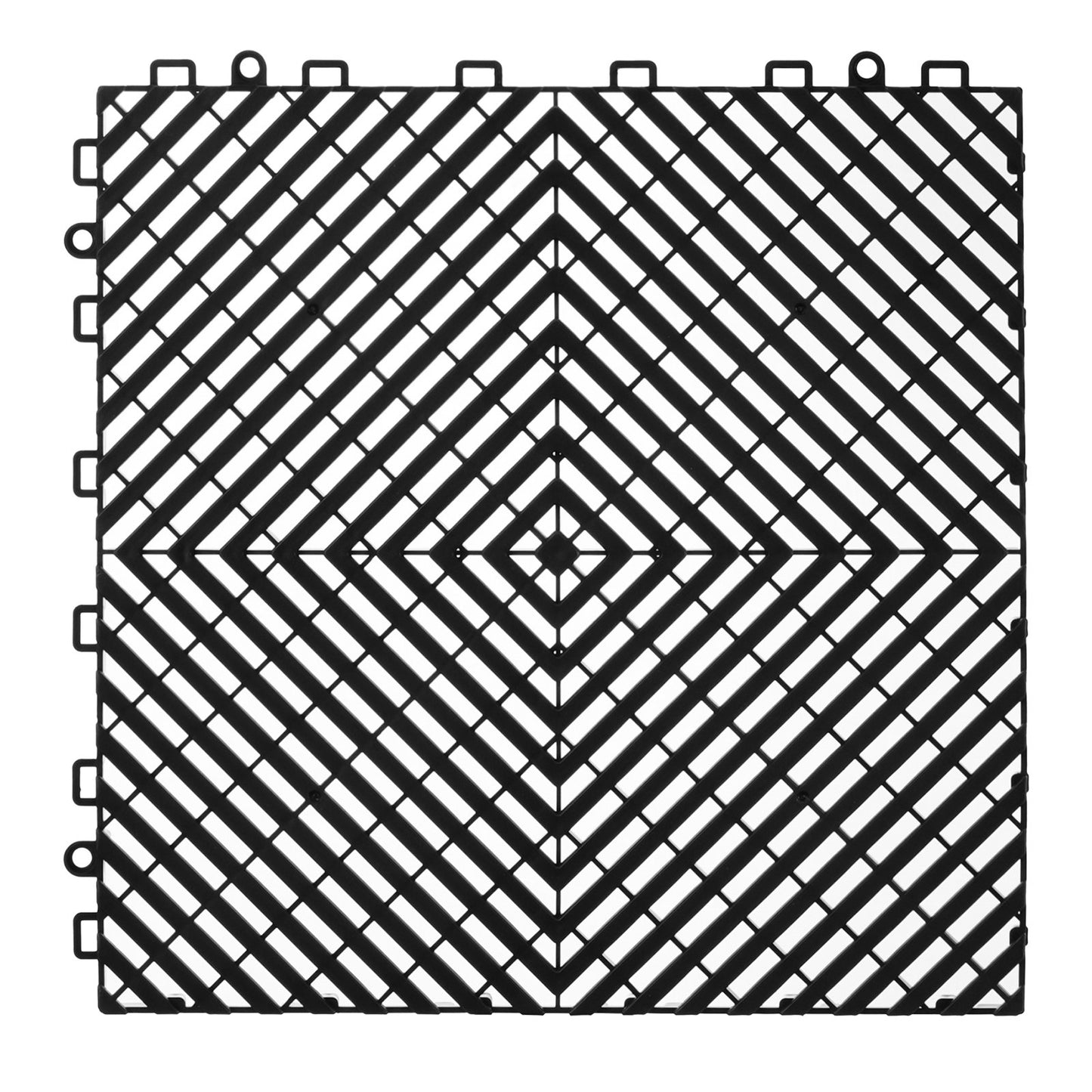 Sammankopplande dräneringsmatta, 30 x 30 cm modulär sammankopplande kudde, 24 st skarvmattor, halkfria svarta PP-dräneringsgolvplattor och duschmatta, för garage, trädgård, kök och utomhusbruk