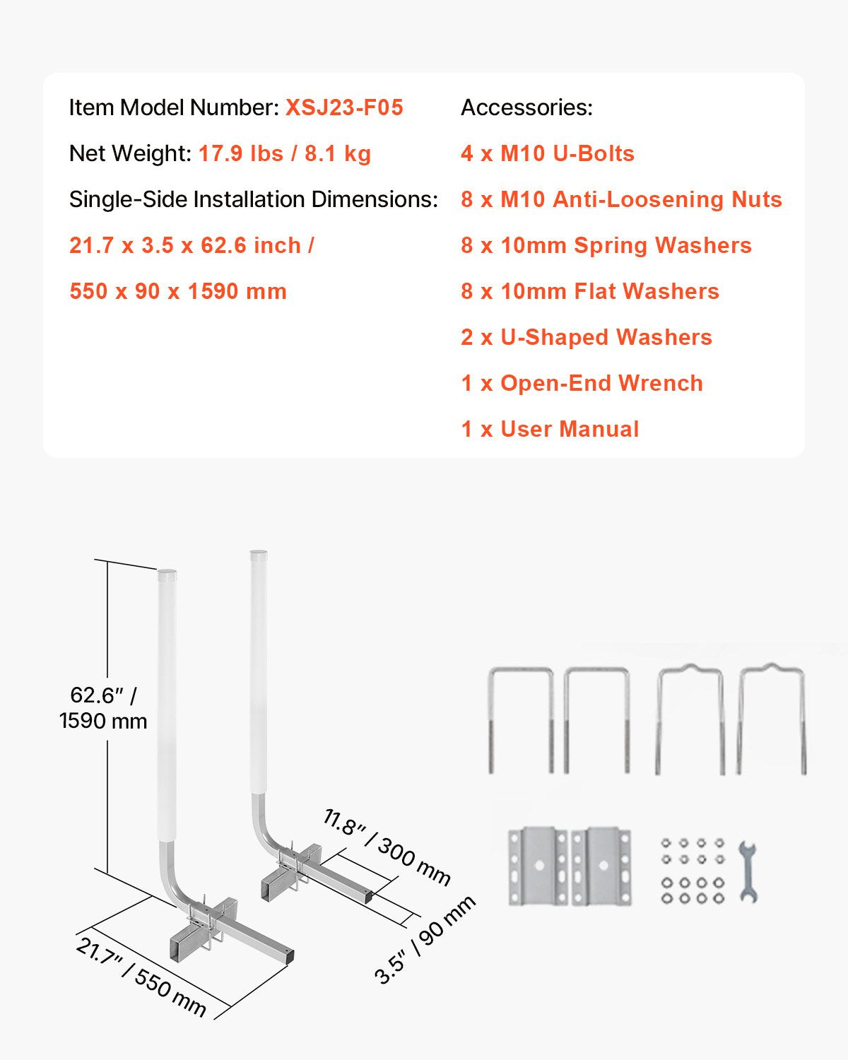Boat Trailer Guide, 1524mm Adjustable Design Trailer Guide Poles, 2PCS High-Hardness Steel Trailer Guide ons, Trailer Guides with PVC Pipes, for Ski Boat, Fishing Boat or Sailboat Trailer