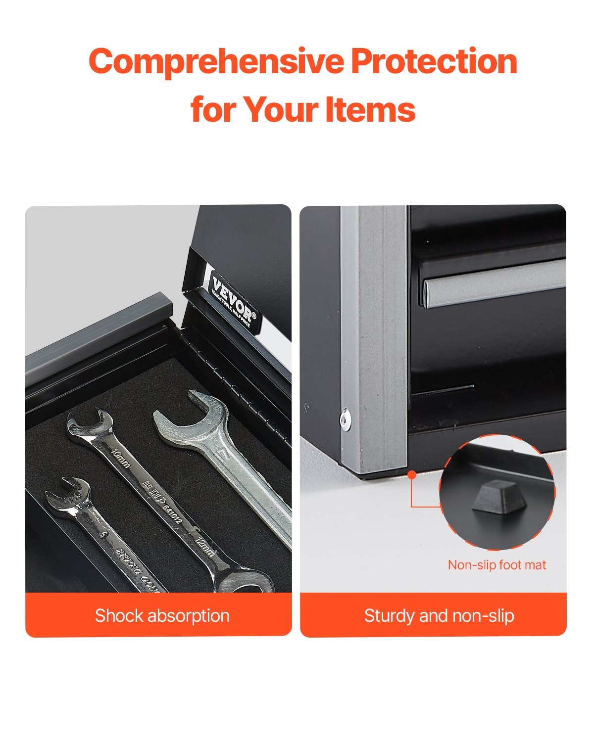 Metal Tool Box, 8.6-inch, Portable Metal Tool Box with 3 Drawers, Small Tool Chest with EVA Liners and PP Feet Pads, Heavy-Duty Steel With Ball Bearing Opening and Powder Coated Finish, Black