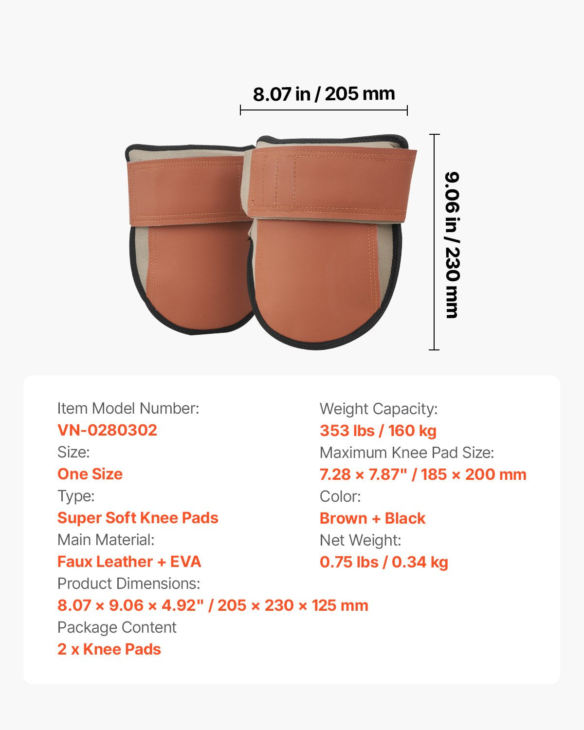 Knee Pads for Work, Durable Leather Construction Pads, Machine Washable Work Knee Pads, Easy to Wear and Take off, Extra Thick Knee Support for Gardening Flooring and Cleaning, Black and Brown