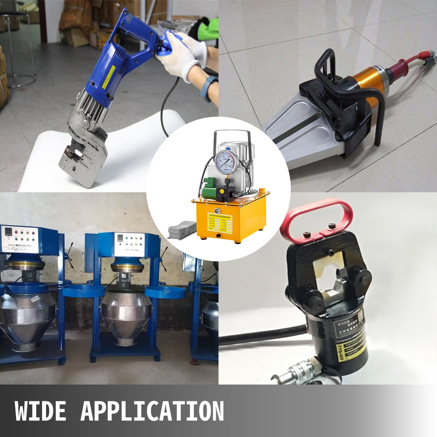 Hydraulisk elektrisk pump, 750 W hydrauldriven pump, 70 MPa (10152 PSI) enkelverkande, 220 V, solenoidpedal, 7 liters hydraulcylinder