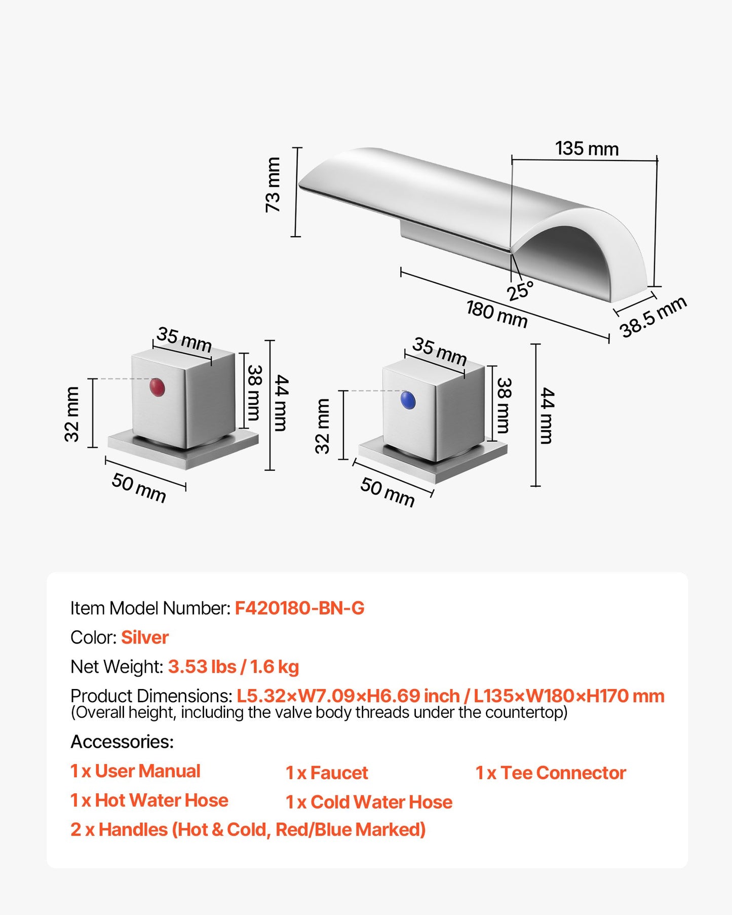 Roman Tub Faucet, 3 Hole Waterfall Bathtub Faucet, Roman Bathtub Faucets Set with 2 Handles, Deck Mount Bath Tub Faucets Set for Pet Washing, Baby Care, Adult Bathing, Silver, Dual Water Flow