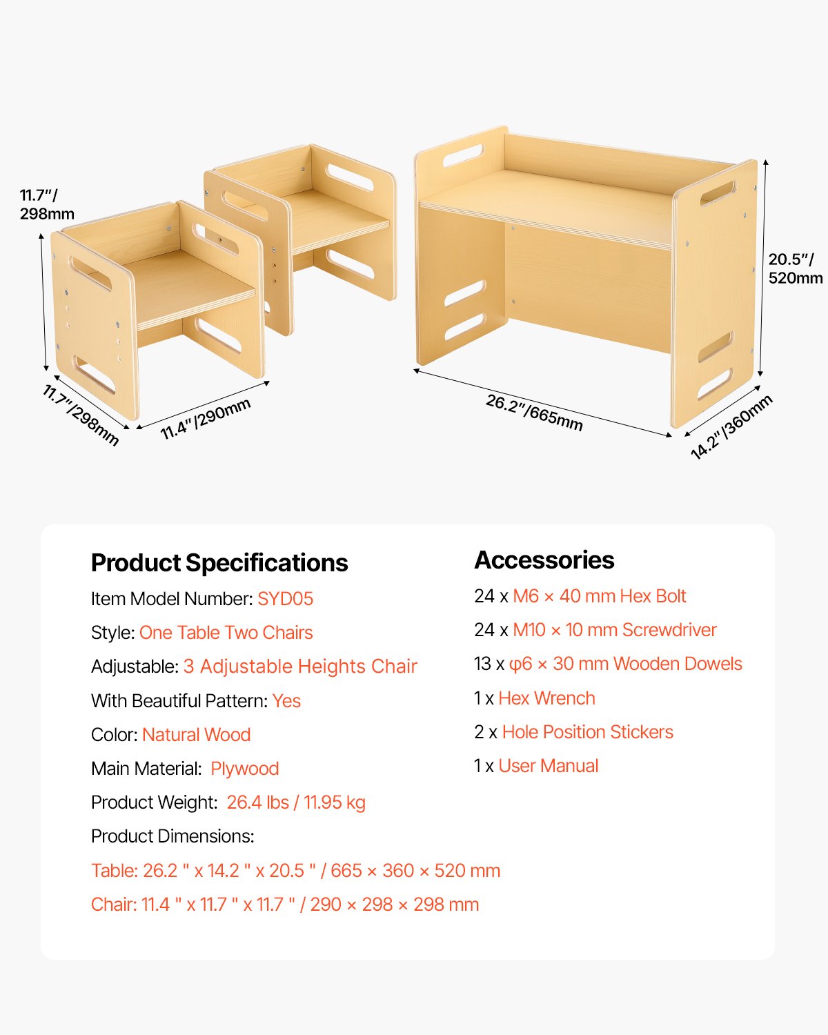 Montessori Weaning Table and Chair Set, Wooden Toddler Table and Chair Set with 2 Chairs, Adjustable Height Montessori Chair and Activity Table, Ideal for Reading, Eating, Playing - Natural
