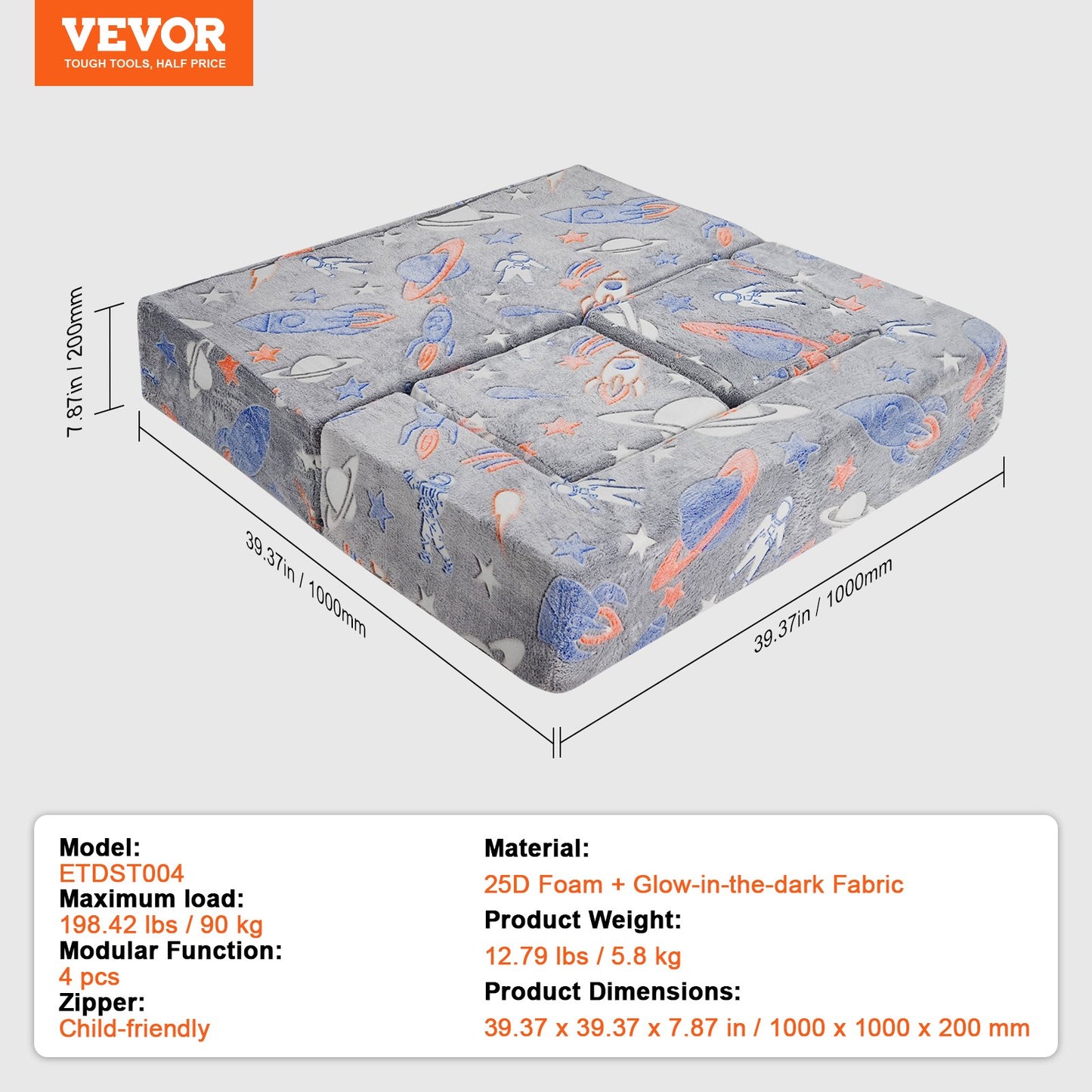 Kids Couch, 4Pcs Toddler Couch Sofa Bed, Kids Chair Seat Playroom Furniture, Child Sectional Sofa with Removable Cover for Kids Girls & Boys, Dark Grey