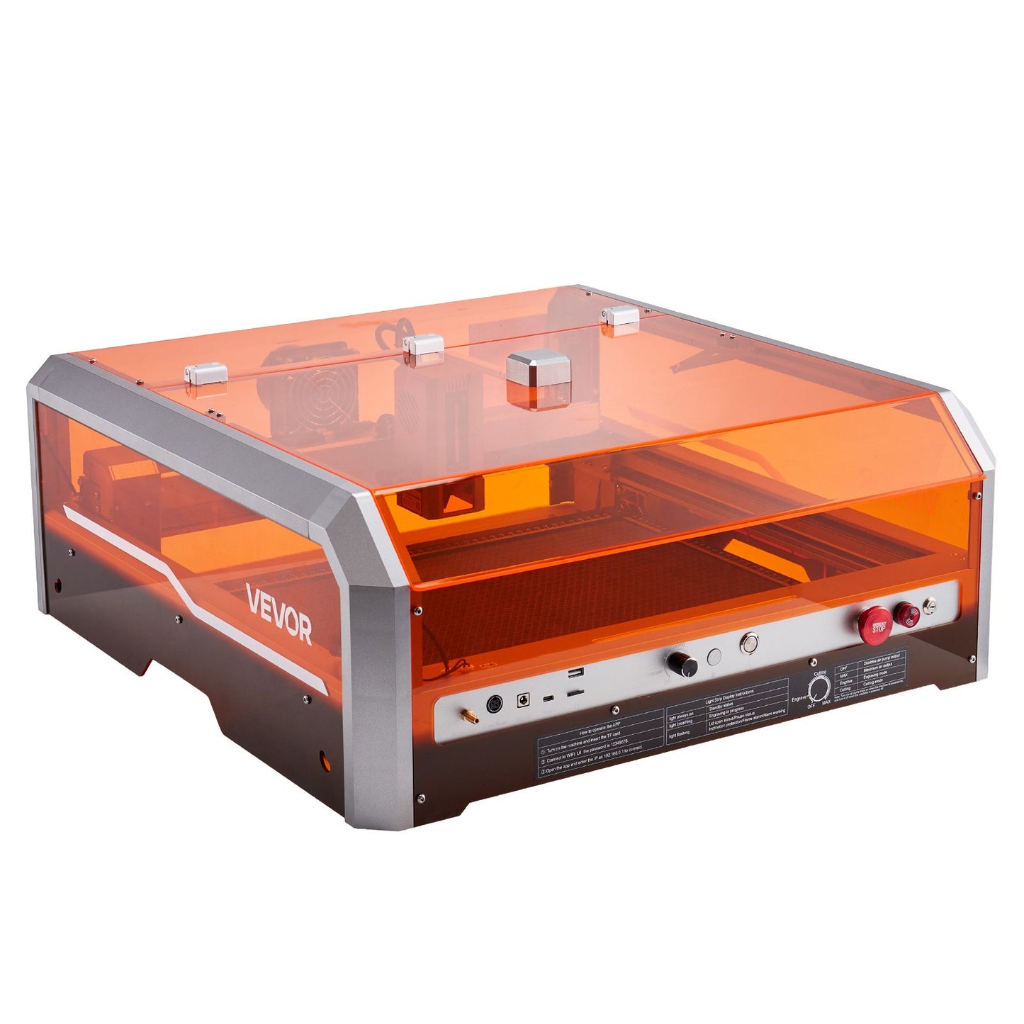 Lasergravör, 20W, lasergraverings- och skärmaskin med inkapslad kamera, laserskärare, 400 x 400 mm arbetsyta, 30000 mm/min, för trä, läder, glas, papper, vissa metaller, klass 1