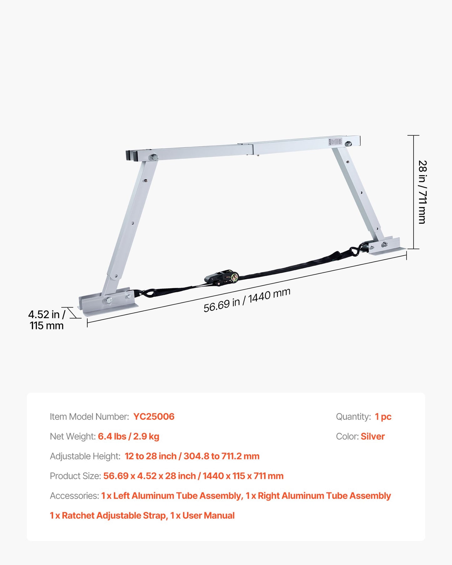 Universal RV Stabilizer, RV Bumper Stabilizer for Trailers, Campers, Fifth Wheel, Compact Foldable Design for Easy Storage, Adjustable Height from 304.8mm to 711.2 mm, Reduces RV Wobble, 1 Pack