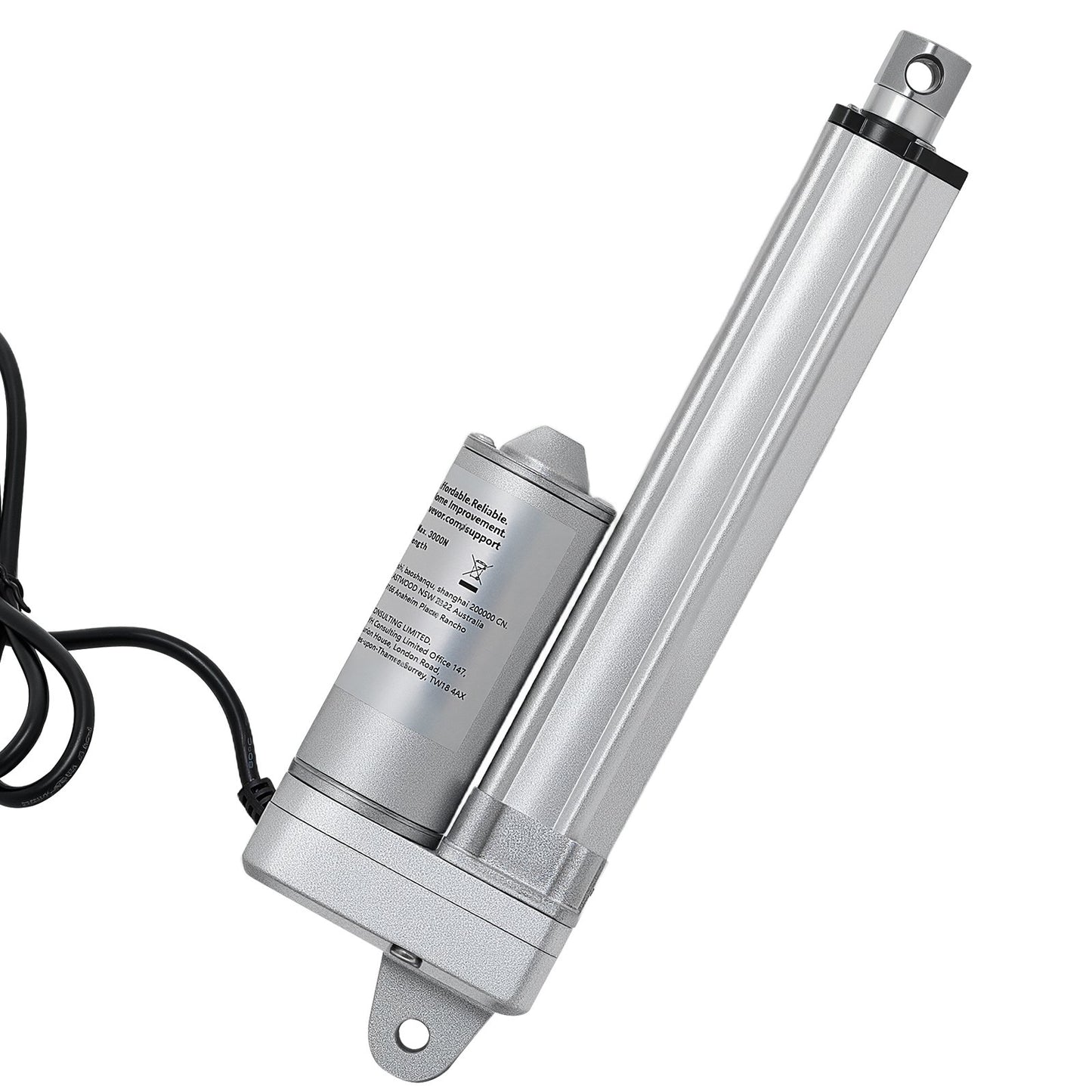 12V linjärt ställdon, 101,6 mm slaglängd IP65 vattentätt linjärt ställdon, 3000N 5 mm/s rörelseställdon med monteringsfästen för solcellsspårare, industrimaskiner, dörröppnare