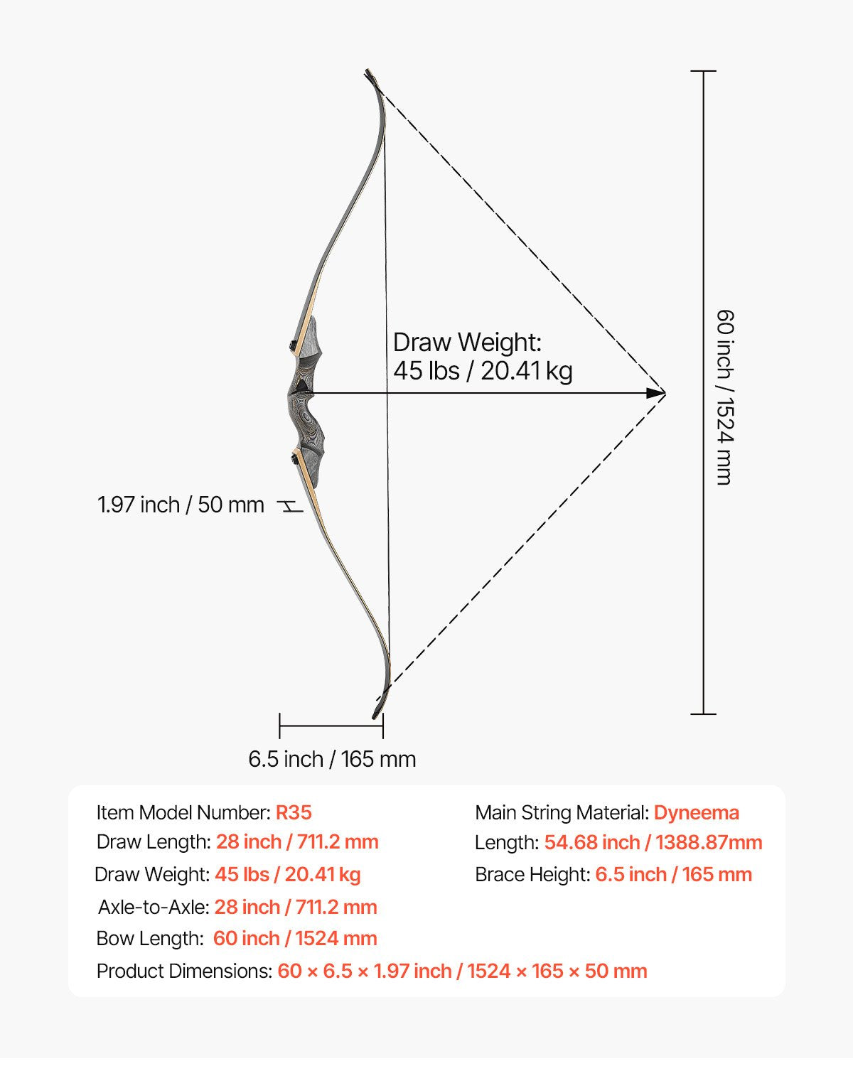Recurve Bow and Arrows Kit, 60 inch Wooden Takedown Bows, Right Handed Ergonomic Archery Recurve Bow Package, Longbow for Outdoor Target Training Practice Hunting, Beginners to Advanced, 45 lbs