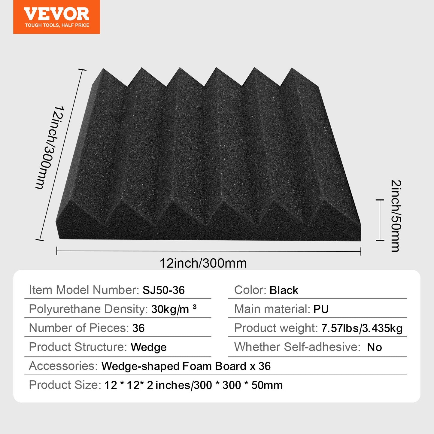 Acoustic Foam Panels, 36 Pack 12 x 12 x 2 inches, High Density Soundproof Wall Panels,Fire-Resistant Acoustic Panels,Sound Dampening Absorbing Panels for Studio Wall and Ceiling,Black