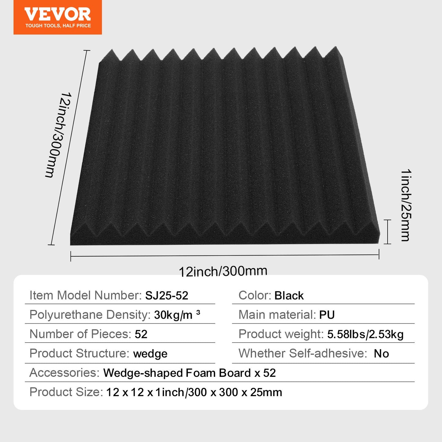 Acoustic Foam Panels, 52 Pack 12 x 12 x 1 inches, High Density Soundproof Wall Panels,Fire-Resistant Acoustic Panels,Sound Dampening Absorbing Panels for Studio Wall and Ceiling,Black