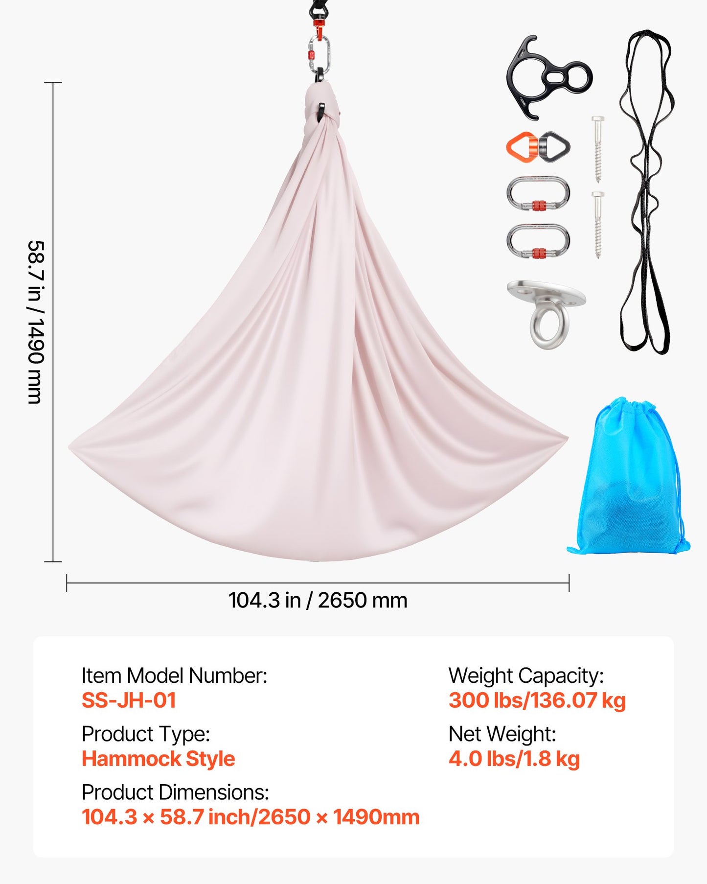 Aerial Yoga Hammock, 136.07 kg Load Aerial Silk, Yoga Swing with Nylon Fabric, PE Zipper Bag for Parent-Child Interaction, Strengthen Muscles & Improve Practice, Hammock and Swing Combo