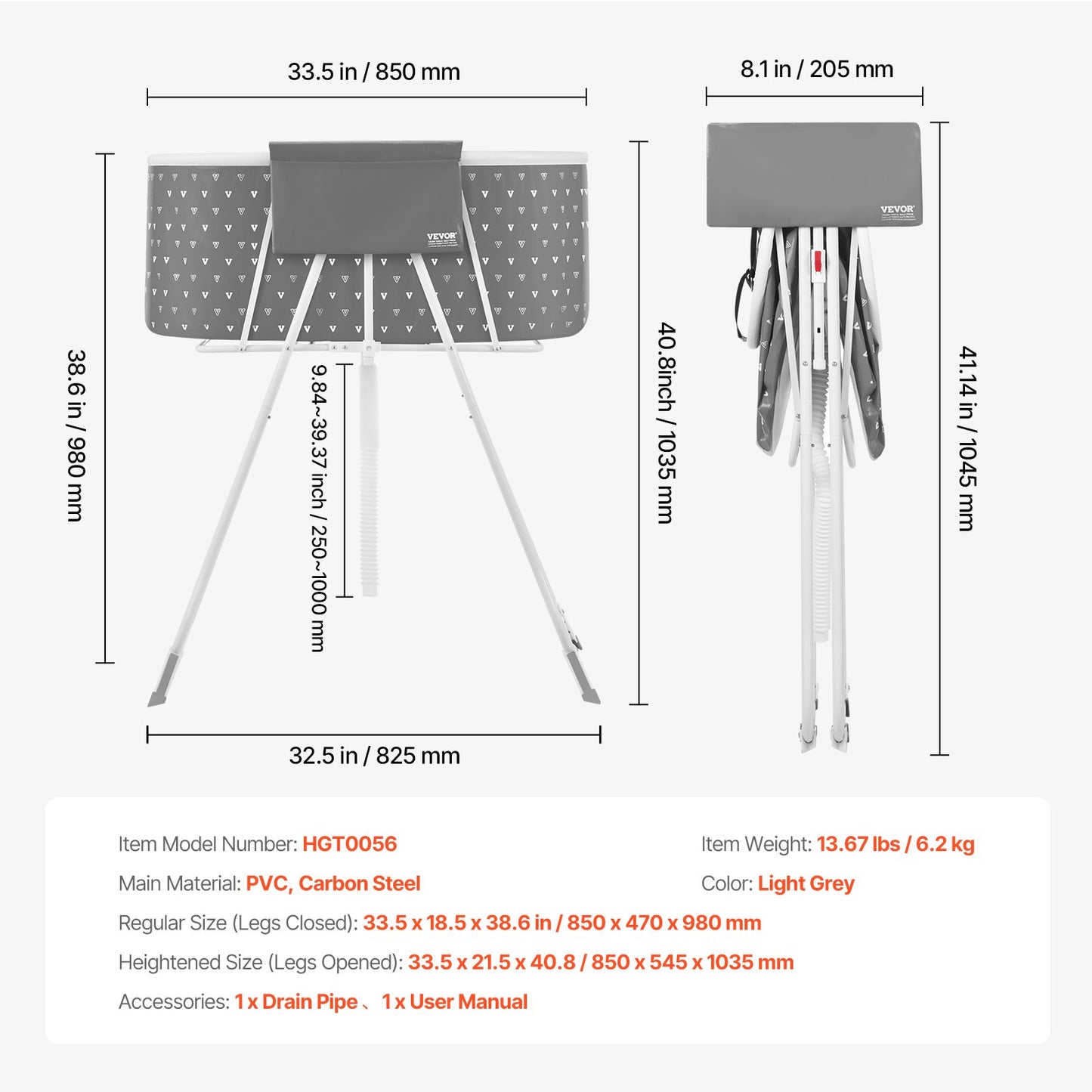 Bärbart hundbadkar, upphöjd och hopfällbart, platsbesparande husdjursduschstation med effektiv dränering, badkar för tvätt och pälsvård av små och medelstora hundar och katter inomhus och utomhus, grå