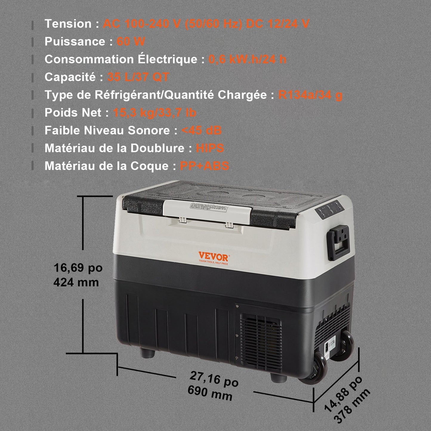 Portable Car Refrigerator Freezer Compressor 35 L Dual Zone for Car Home