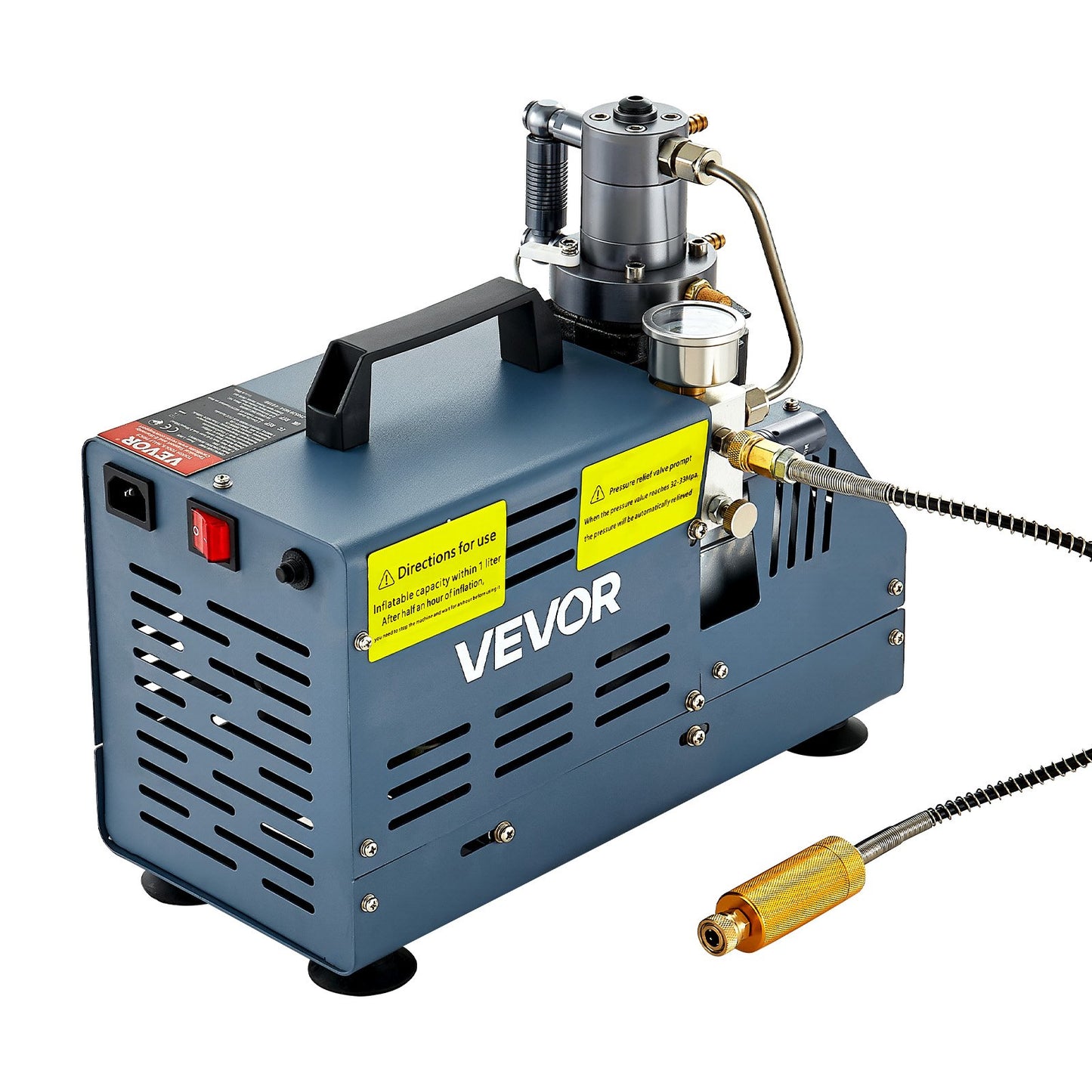 Högtryckskompressor, 4500PSI/30MPA/300BAR högtrycksluftkompressor, 1800W 220V automatiskt stoppluftgevärskompressor Lämplig för paintballluftgevär, PCP-gevär, luftpistol, dykflaska