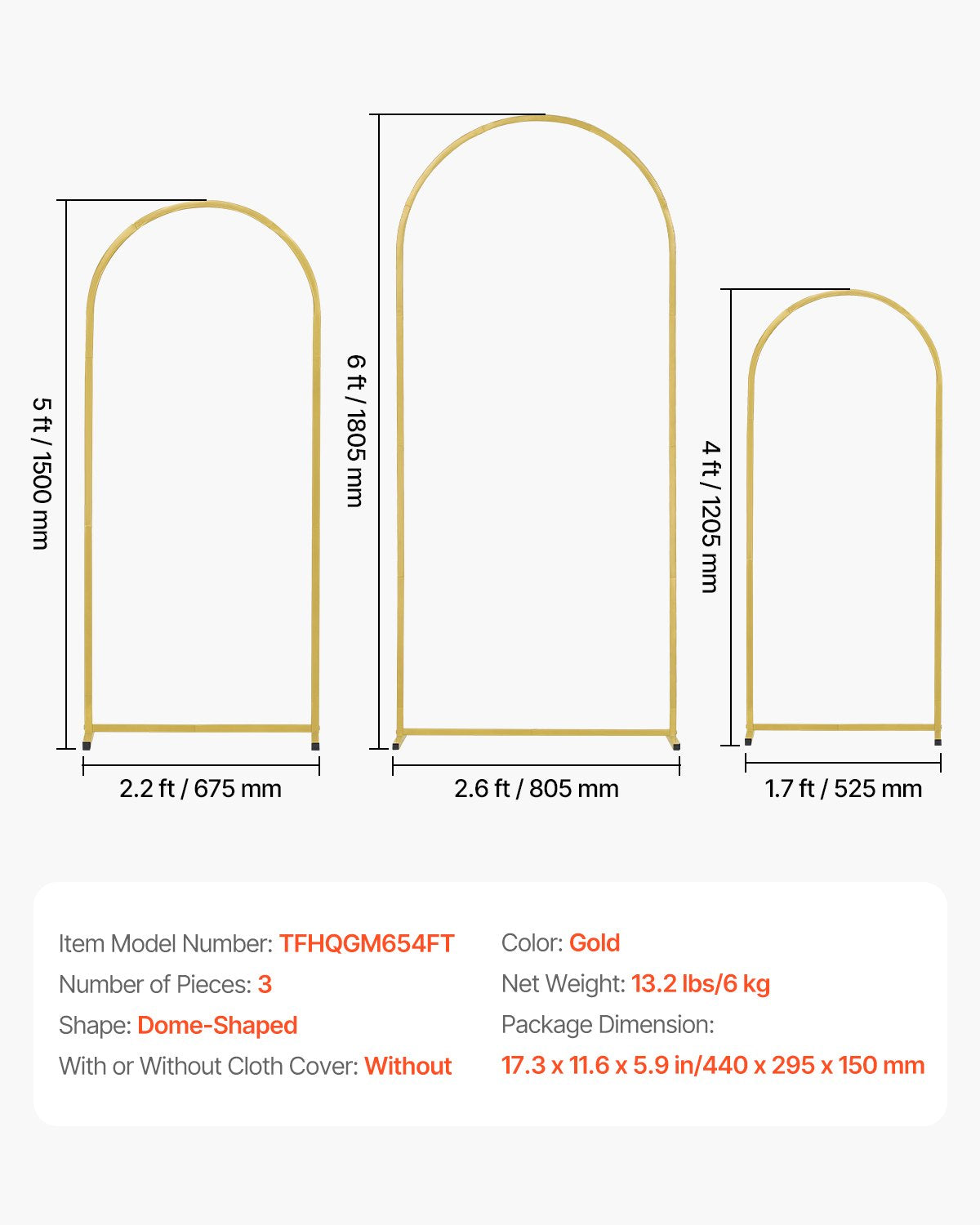 Stativ för bröllopsbåge, set om 3, stabilt metallstativ med fodralkoppling och chassit tvärstagsdesign, lättmonterat guldfärgat stativ med premiummetall, lämplig för födelsedagar, fester, högtider