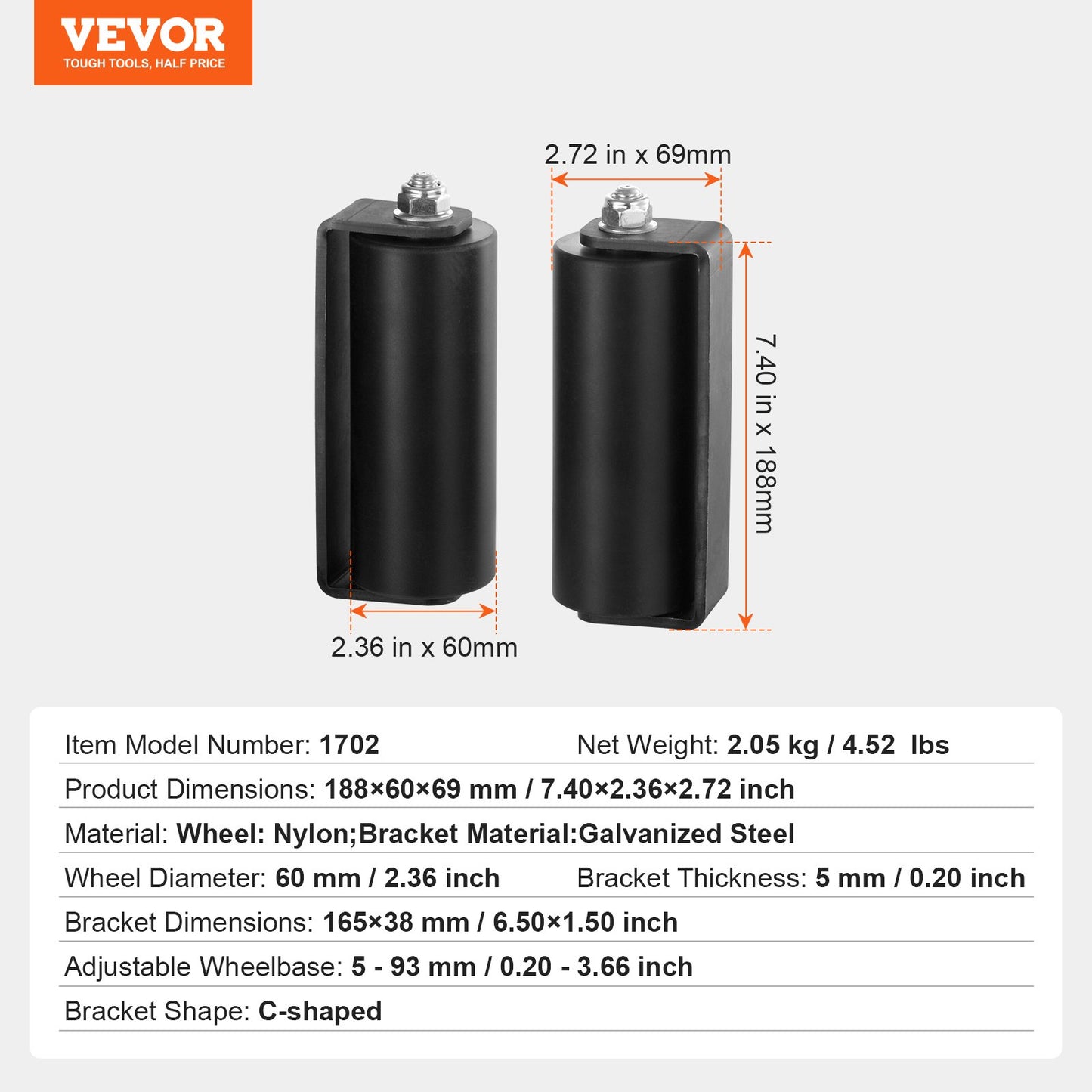 Sliding Gate Kit, 6” Rolling Gate Hardware Kit C-type Bracket, Heavy Duty Sliding Gate Rollers for Connect Tracks Door Frames,Sliding Gate Guide Roller for Sliding Gates and Rolling Door,Black