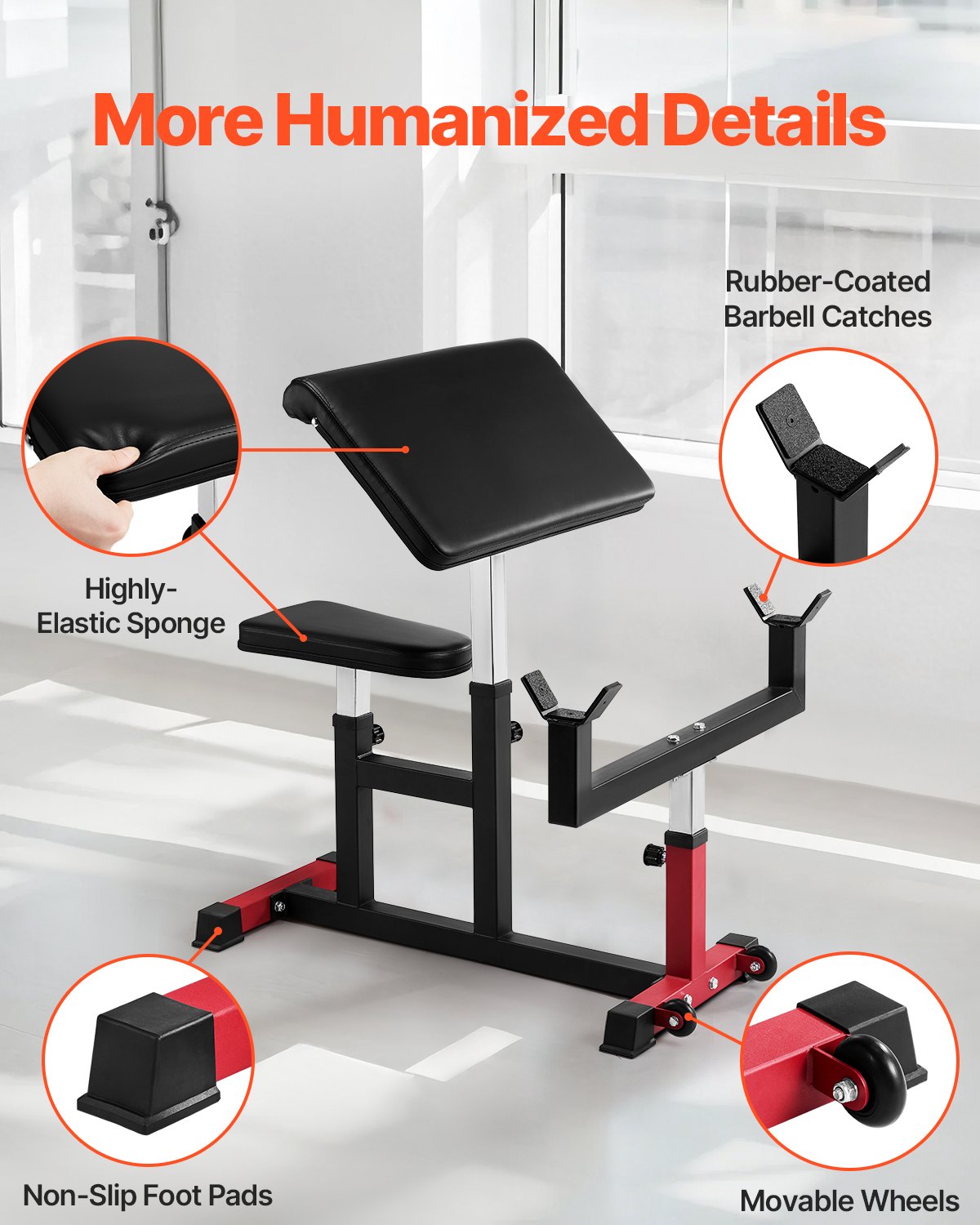 Preacher Curl Bench, Strength Training Biceps Machine, Max load 440 LBS Home Gym Equipment, Seated Arm Isolated Barbell Dumbbell Bicep Station, Adjustable Weight Benches for Home Gym