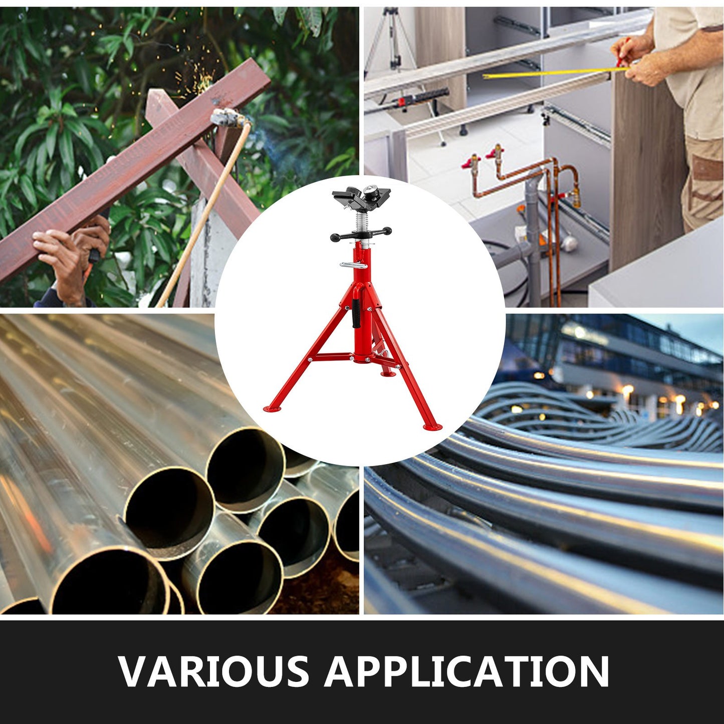 Rörlyftstativ med V-huvud för överföring av 2 kulor och fällbara ben 1134 kg Justerbar höjd 71,1 cm till 130,8 cm 1107A-typ