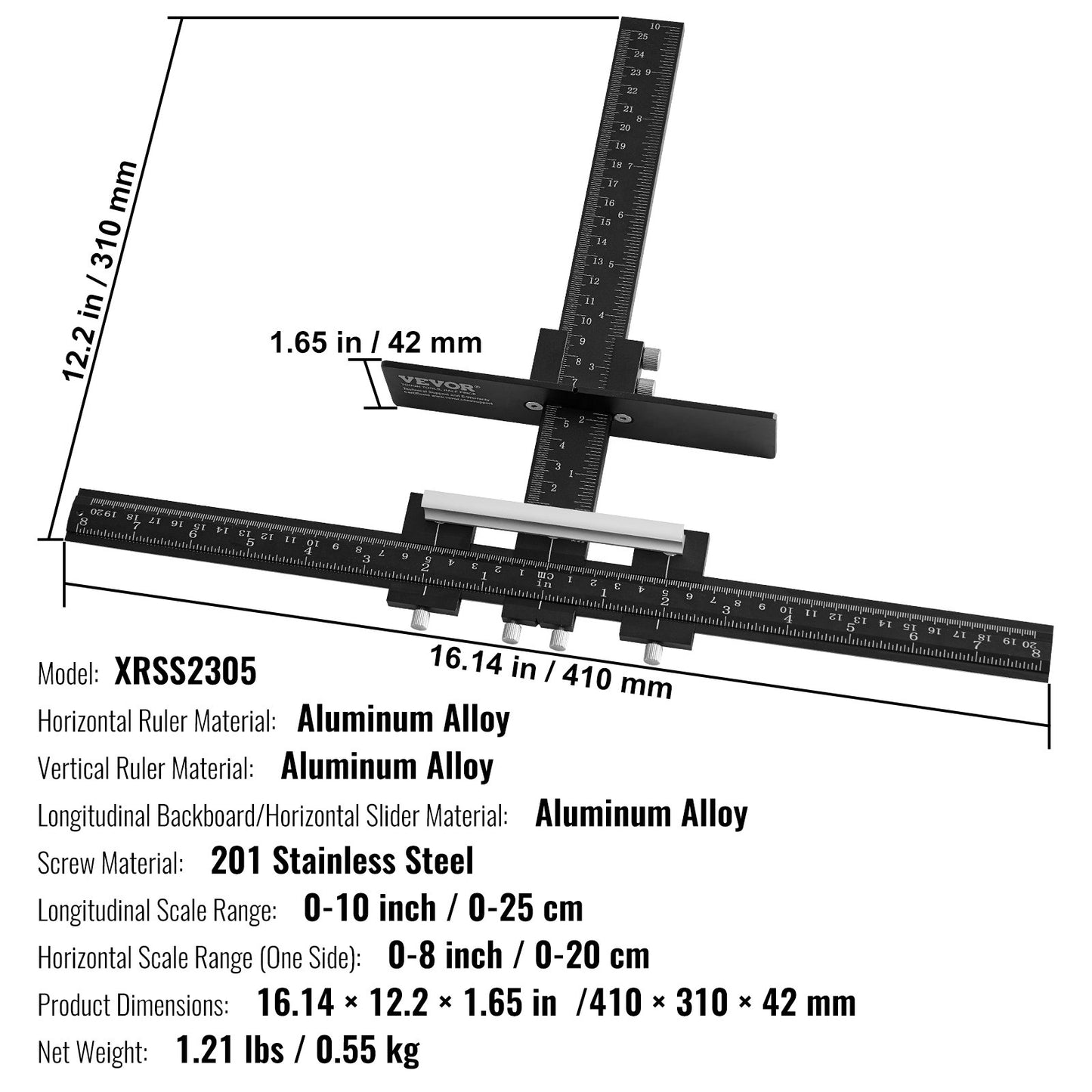 Cabinet Hardware Jig, Aluminum Alloy Cabinet Handle Jig with Center Punch, Adjustable Cabinet Hardware Template Tool, for Installation of Door Drawer Front Knobs Handles and Pulls