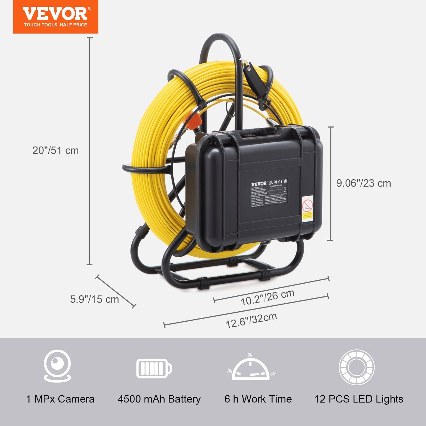 Sewer Camera Pipe Inspection Camera 22.9 cm 720p Screen Pipe Camera 91.4m