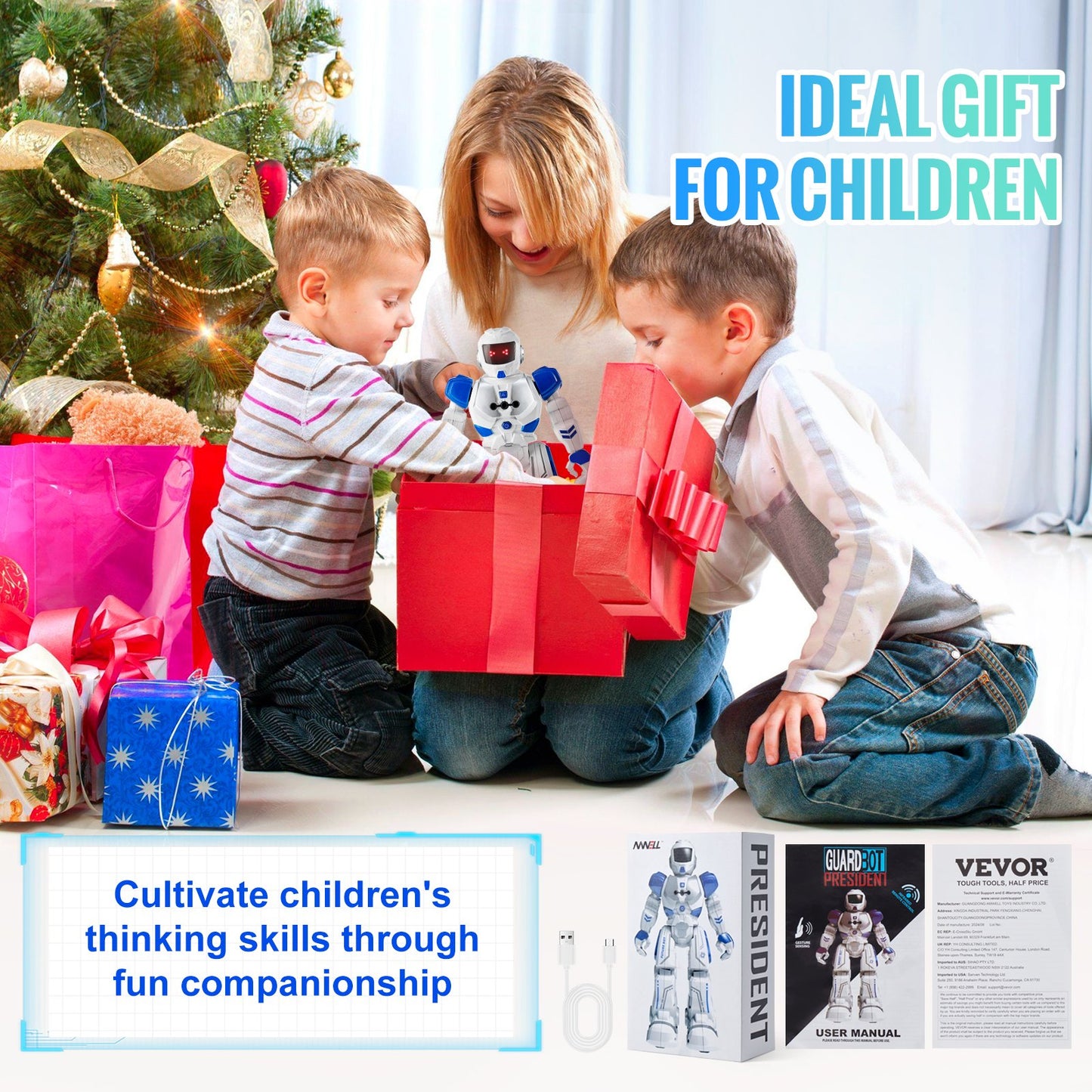 RC Robot Toys for Kids, Gesture Sensing Programmable Remote Control Smart Robot, Interactive Walking Singing Dancing Robot for Age 3 4 5 6 7 8 10 12 Year Old Boys Girls Birthday Gift Present