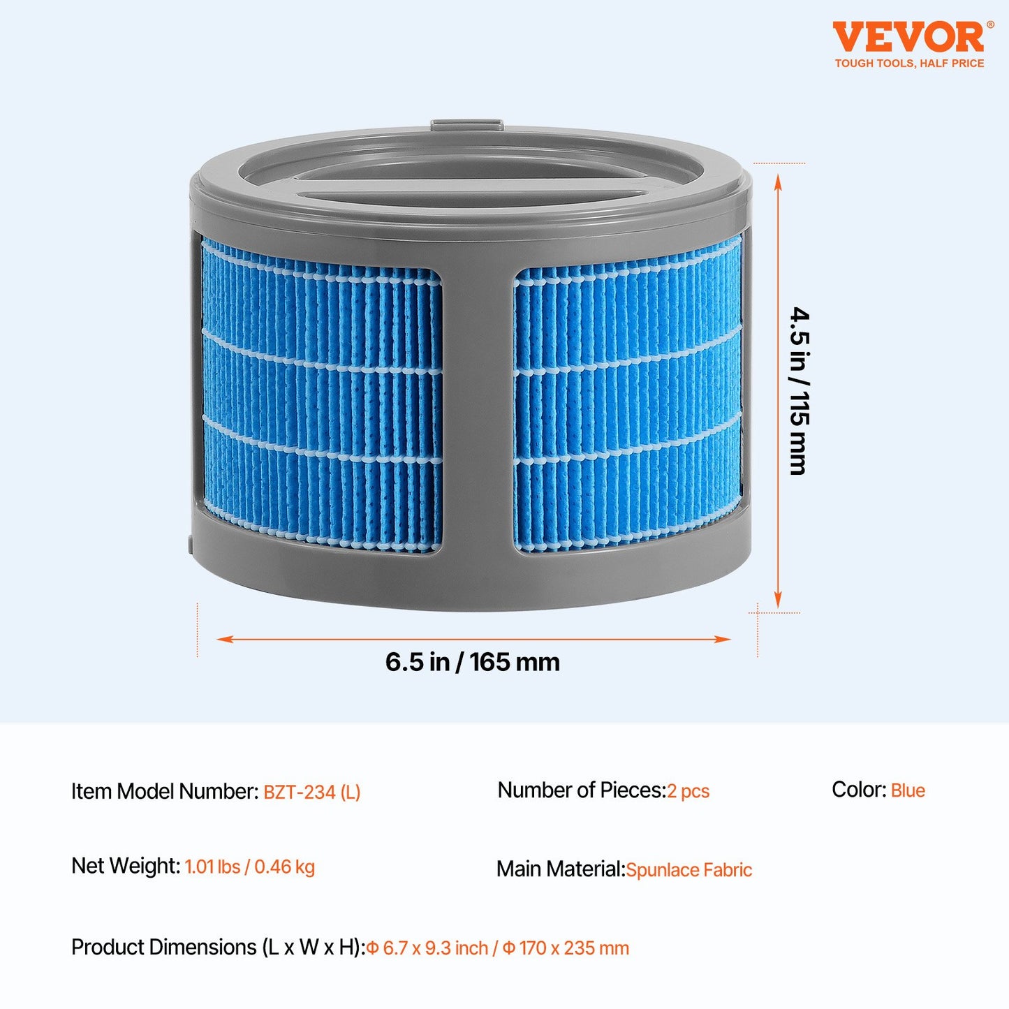 Ersättningsfilter för avdunstningsluftfuktare, 2-pack, kompatibel med 10L (2,64G) modell BZT-242 avdunstningsluftfuktare, enkel att installera för förlängd filterlivslängd