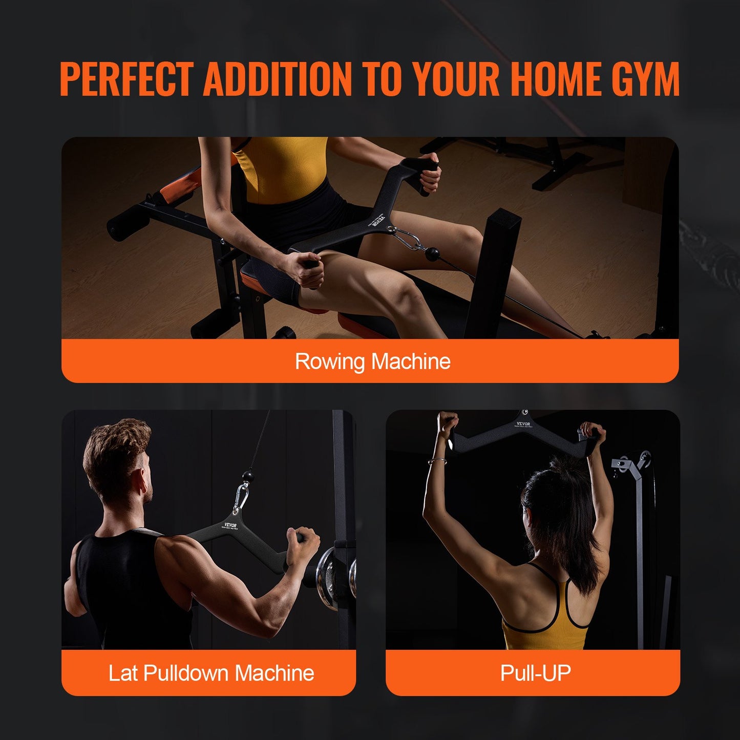 LAT Pulldown Attachment, Cable Machine Rowing V-bar Attachment, Tricep Pull Down Bar, Back Strength Training Rubber Coated Handle Grip, Bicep Curl Tricep Lat Pulldown Bar for Home Gym Fitness