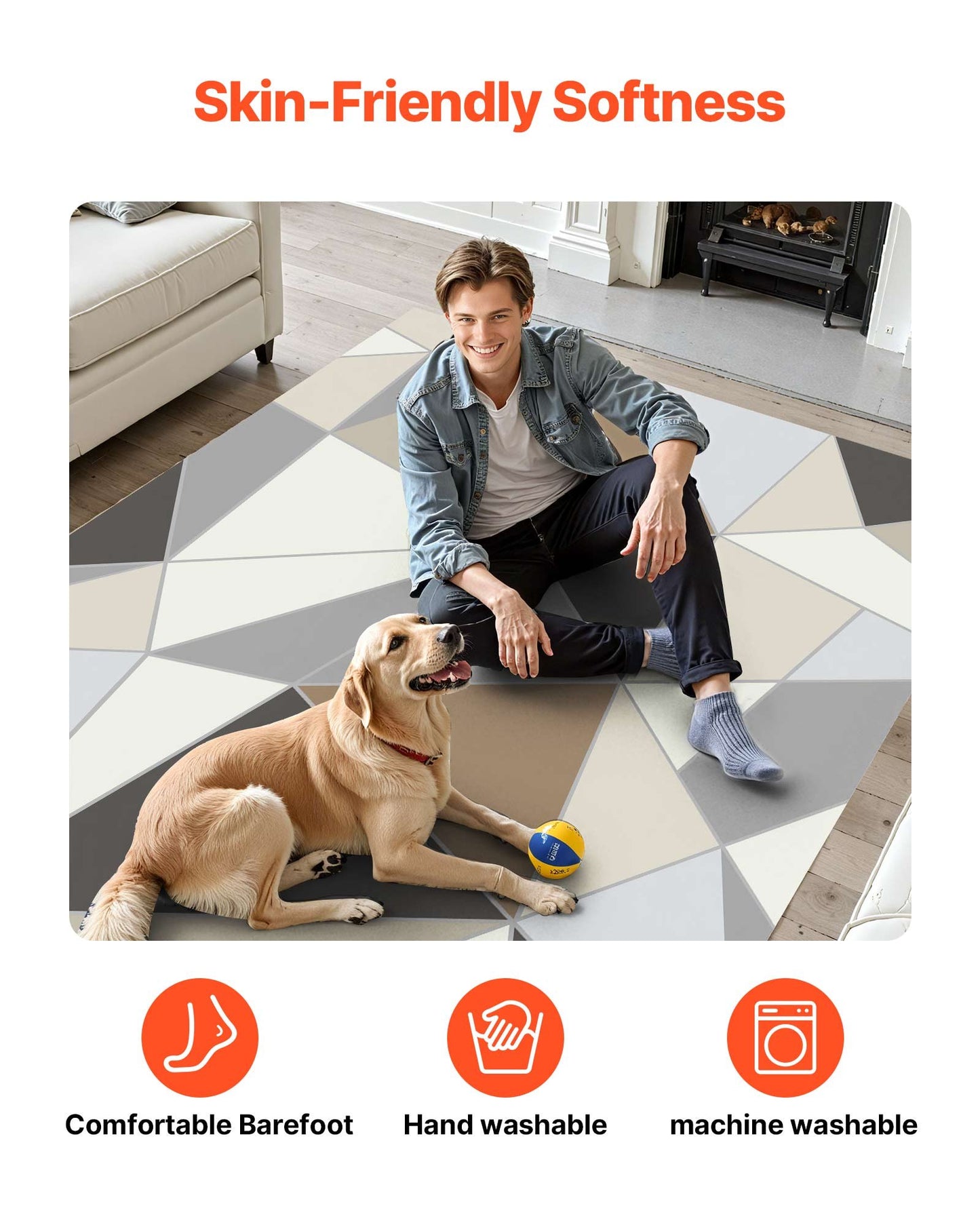 Area Rug, 5 x 7 ft Large Washable Rug, Non-Slip and Tear-Resistant Soft Carpet, Pet & Child Friendly Modern Area Rugs, Indoor Mat for Bedroom, Living Room, Kids Room, Entryway, Charcoal Gray