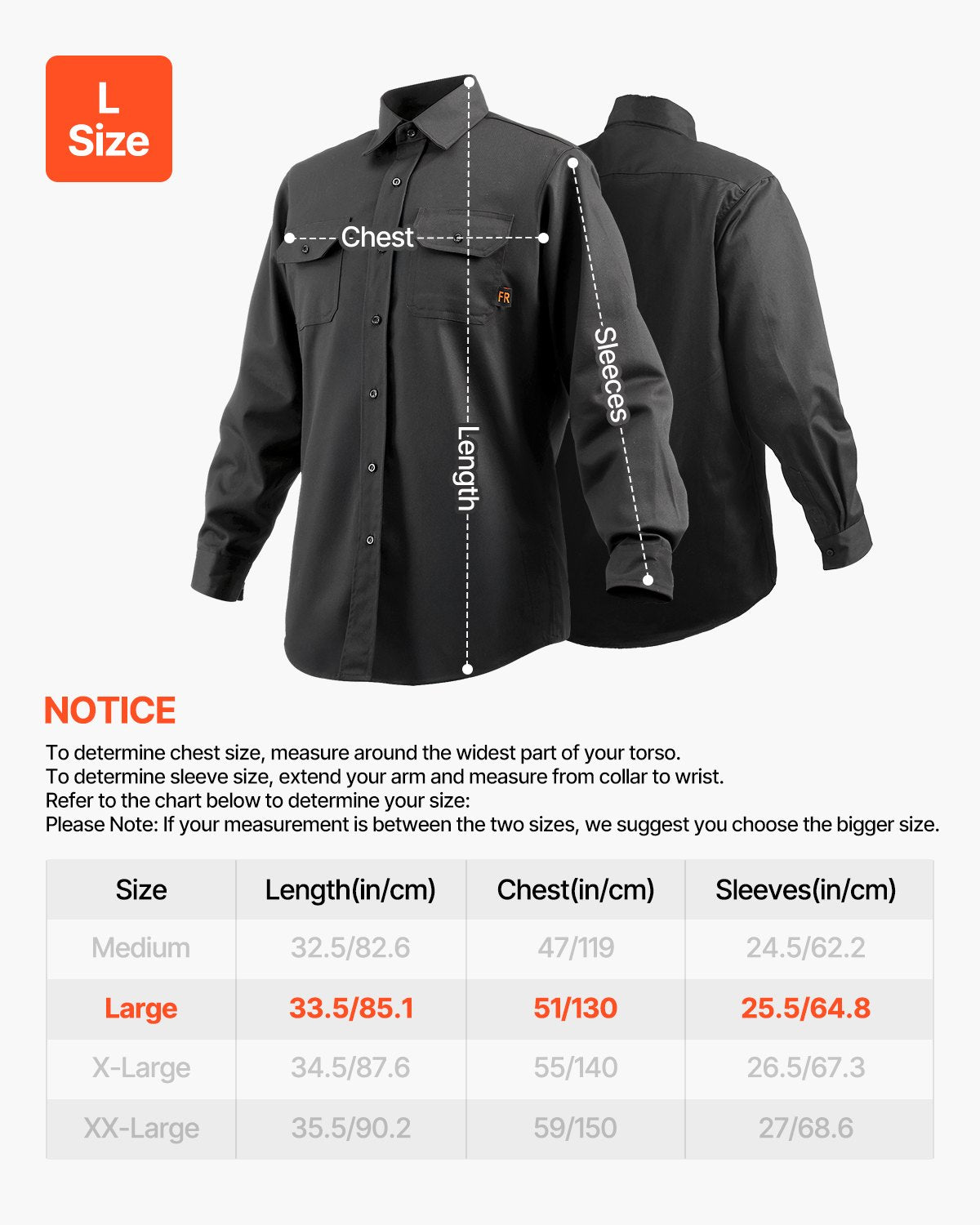 Flame-Resistant Welding Jacket - L Size, 7oz. FR Cotton Welding Jacket, Machine Washable Heat-Resistant Safety Jacket with Collar, Adjustable Cuffs & 2 Pockets, Meet ATPV 9.2 Cal/cm² Arc Rating