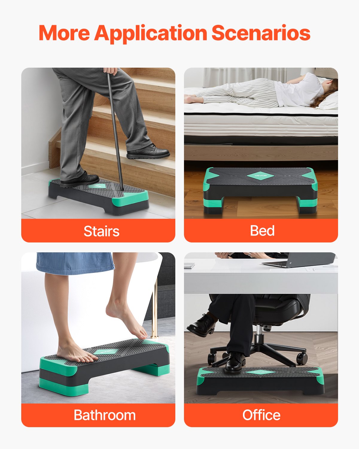 Aerobisk trappstegsplattform, 28-tums aerobisk steppmaskin, höjdjusterbar fitnessträningsplattform med 4 risers, halkfri bänk för hemmagym, konditionsstyrka, grön