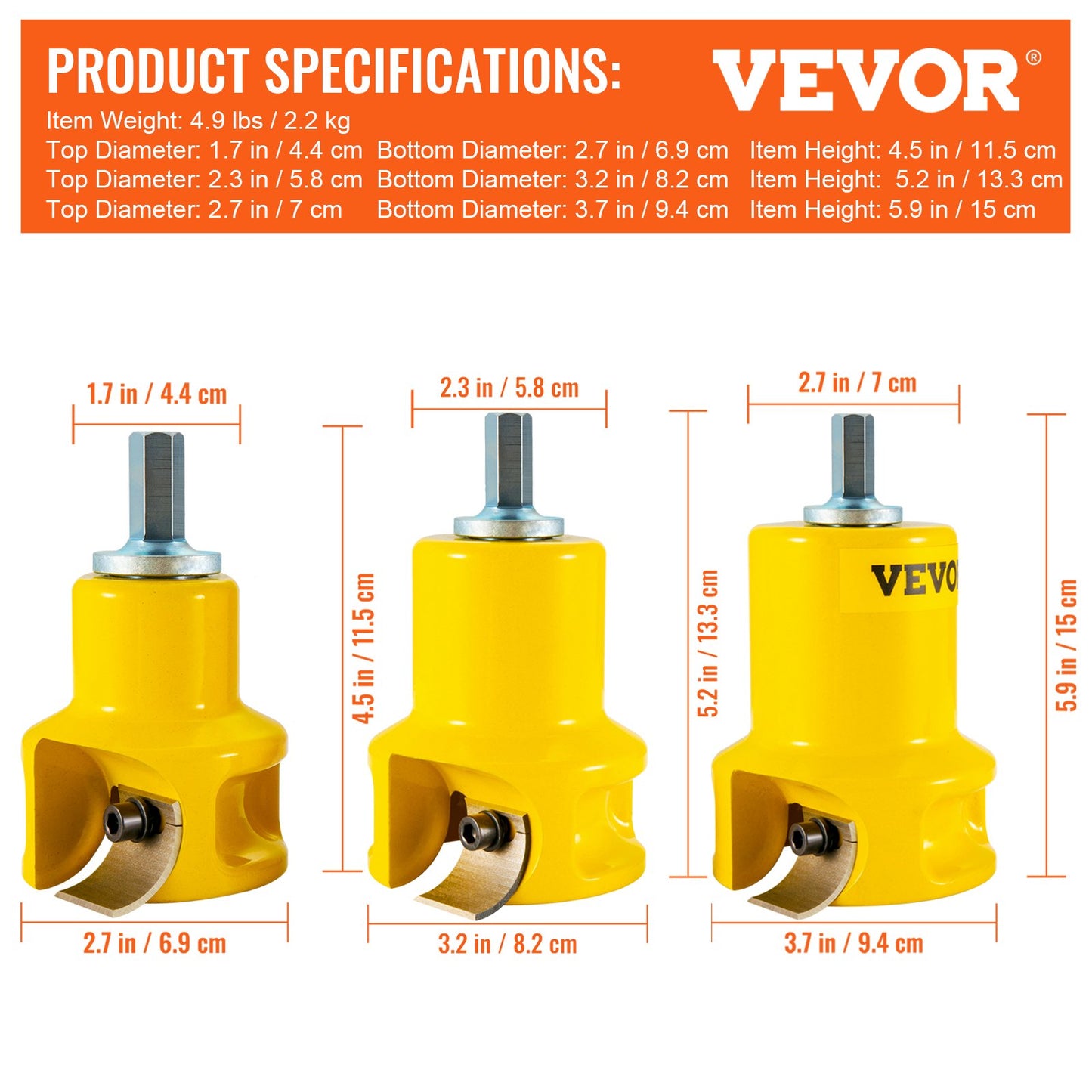 Tenon Cutter, 1"/25.4mm & 1.5"/38mm & 2"/50.8mm, Premium Aluminum & Steel Log Furniture Cutter, with Dual Curved Blades & Button Screws Home Master Kit, Commercial Starter’s Tool for Home DIY