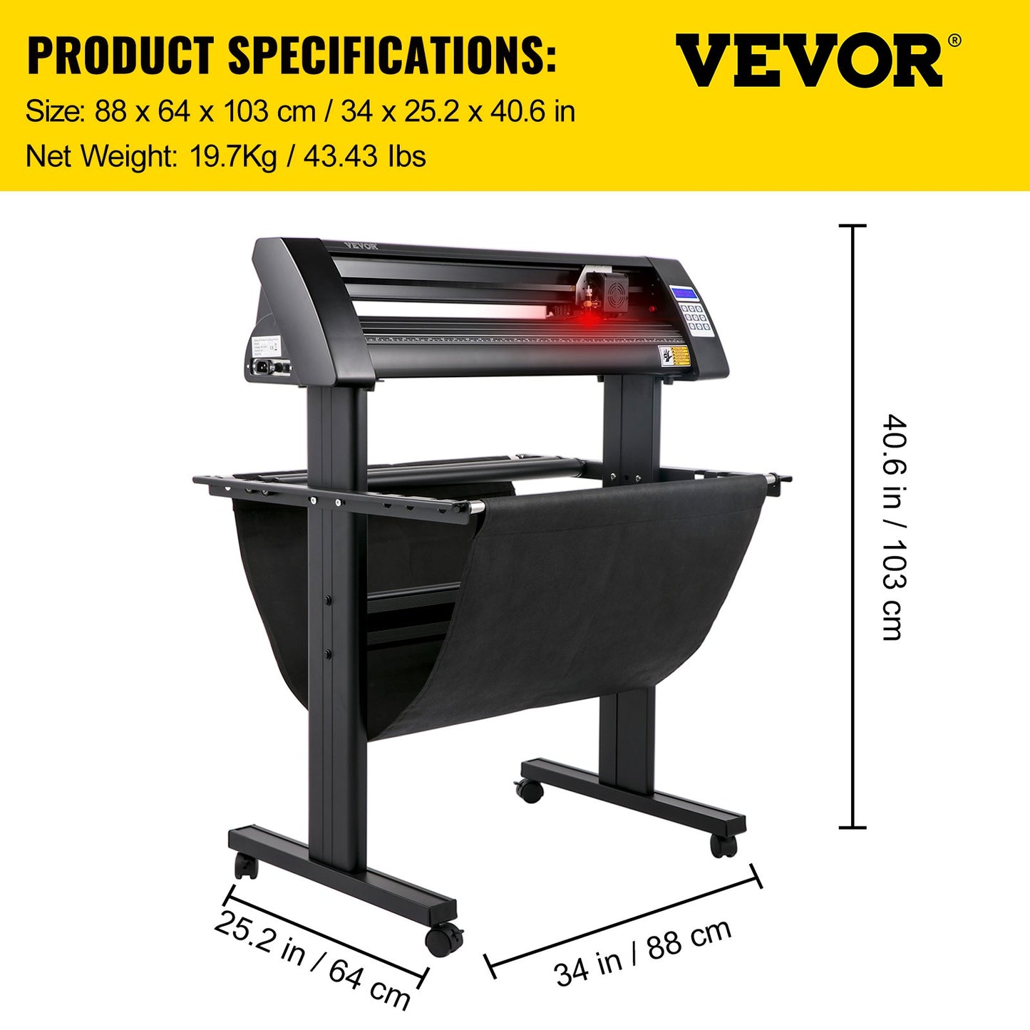 Vinyl Cutter, 720mm Vinyl Plotter, LED Screen Plotter Cutter, Semi-Automatical Built-in Optical Eye for Accurate Guiding, Compatible with SignMaster Software for Windows System with Stand