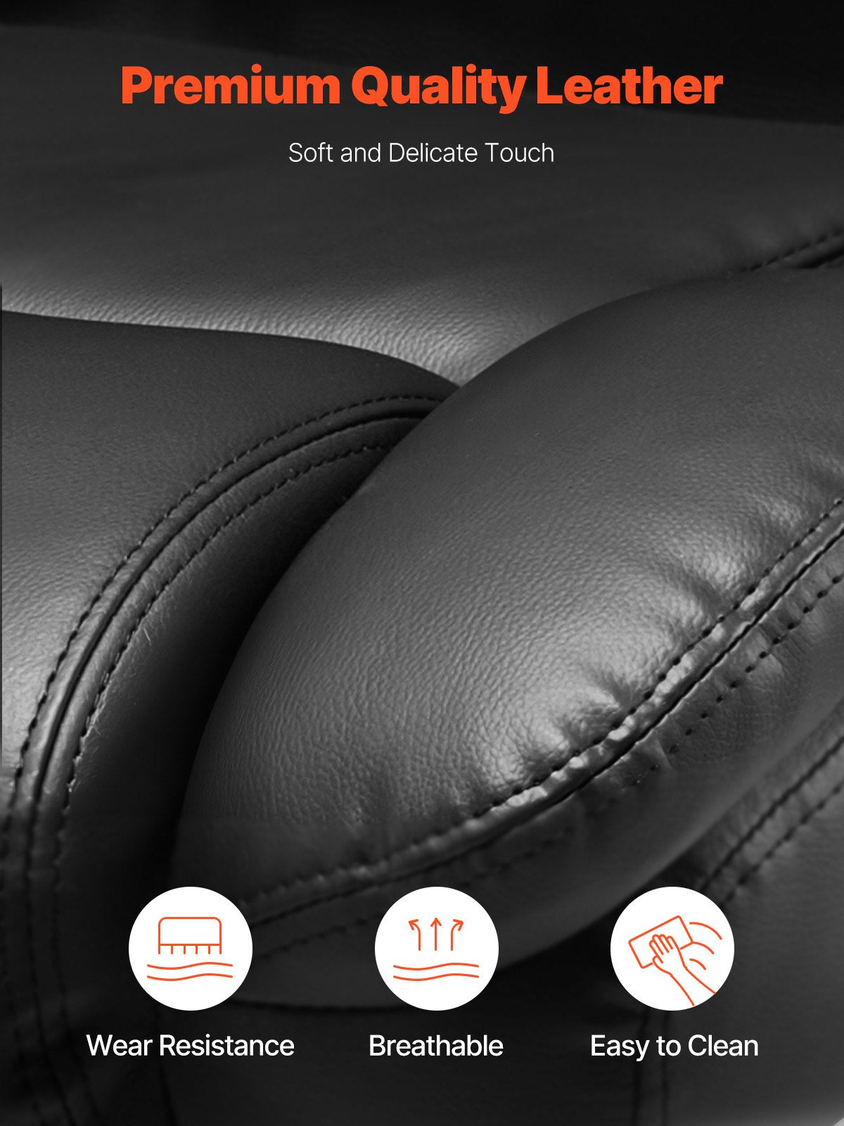 Executive Chair, Kontorsstol med hög rygg och vredstyrt svankstöd, Ergonomisk skrivbordsstol Justerbar lutning och höjd, Snurrstol i PU-läder med rullfunktion för arbete, studier, spel, Svart