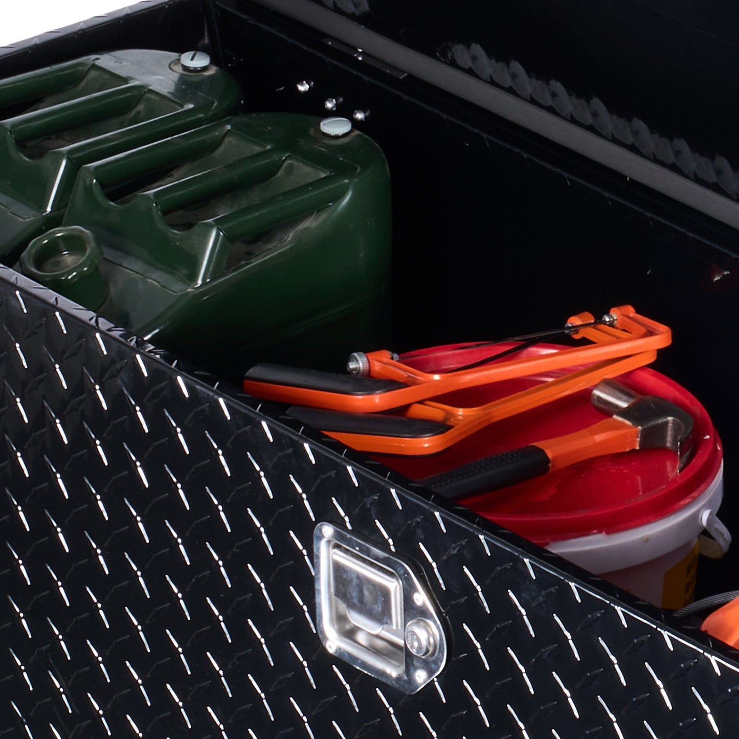 Heavy Duty Aluminum Truck Bed Tool Box, Diamond Plate Tool Box with Side Handle and Lock Keys, Storage Toolbox Chest Organizer for Trailer, Pickup, RV, 49"x15"x15"(1244.6x381x381mm), Black